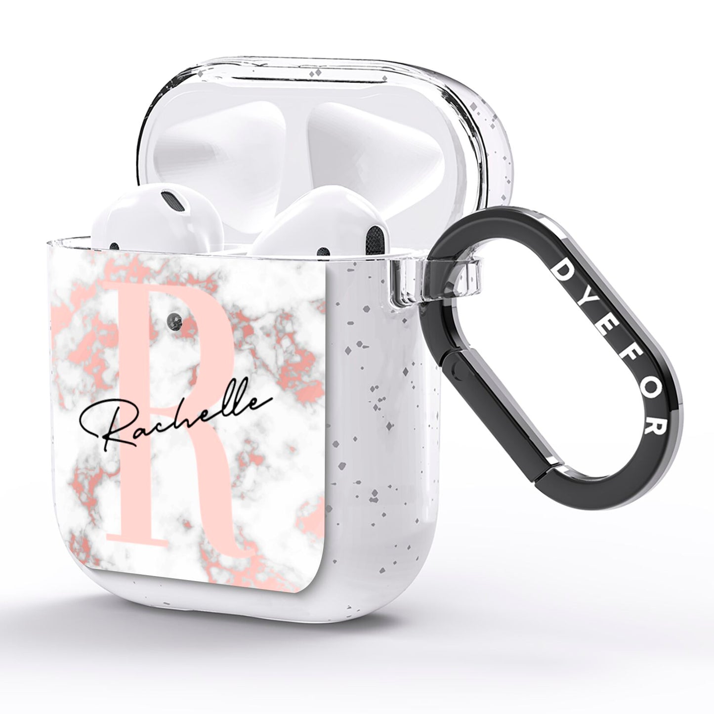 Monogrammed Rose Gold Marble AirPods Glitter Case Side Image