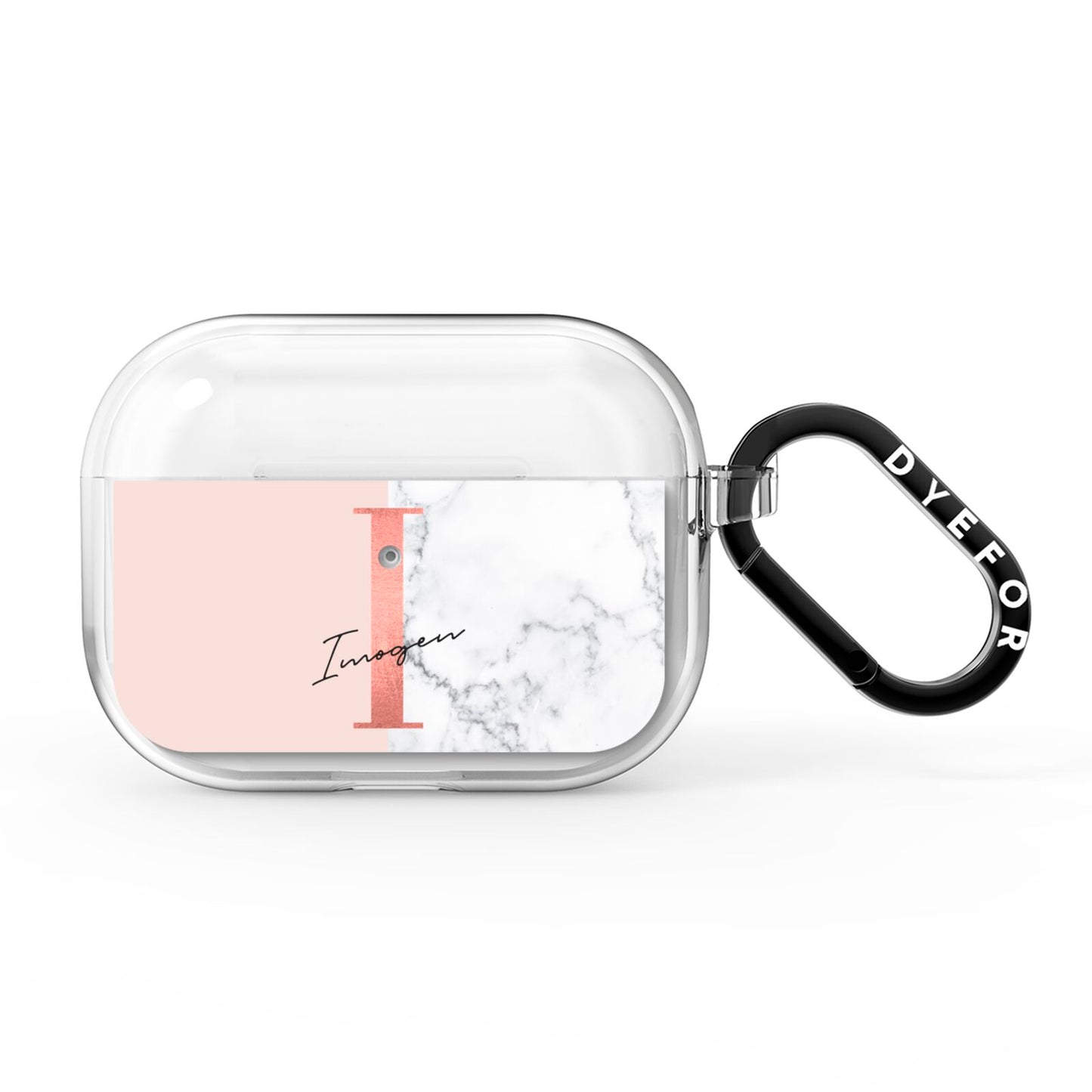 Monogrammed Rose Gold Marble AirPods Pro Clear Case