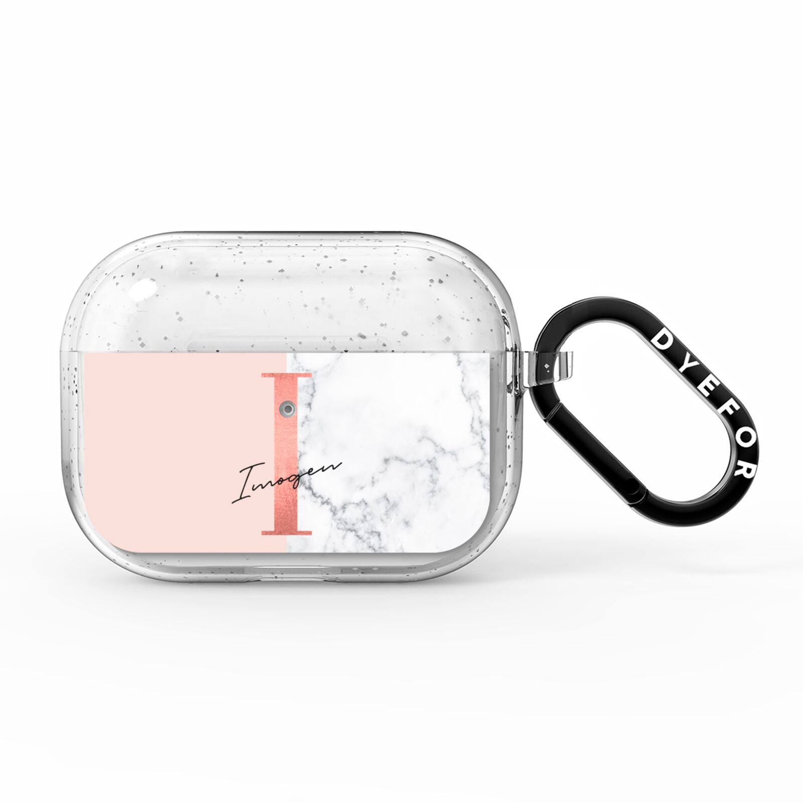 Monogrammed Rose Gold Marble AirPods Pro Glitter Case