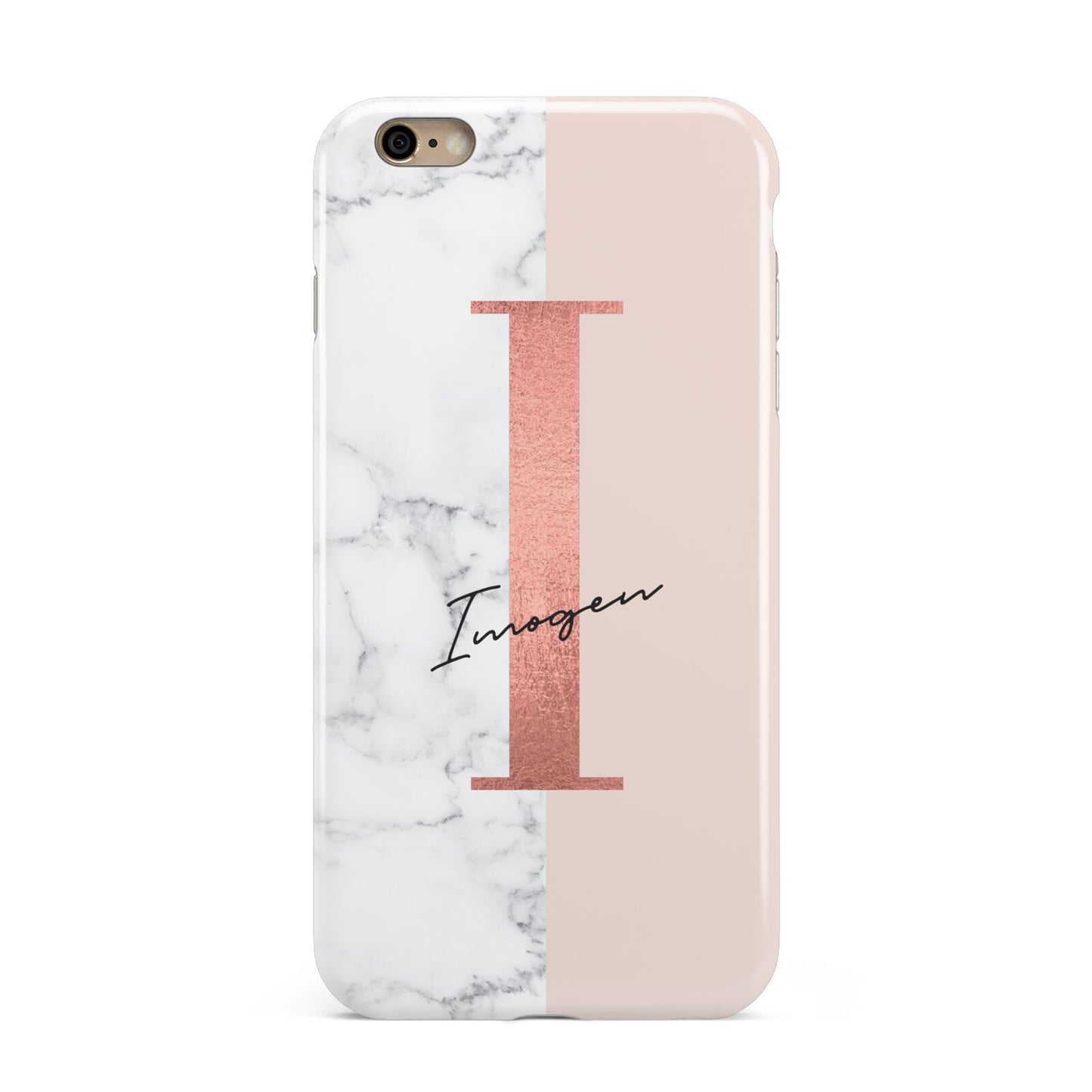 Monogrammed Rose Gold Marble Apple iPhone 6 Plus 3D Tough Case