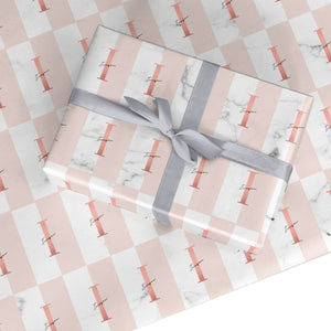 Monogrammed Rose Gold Marble Wrapping Paper