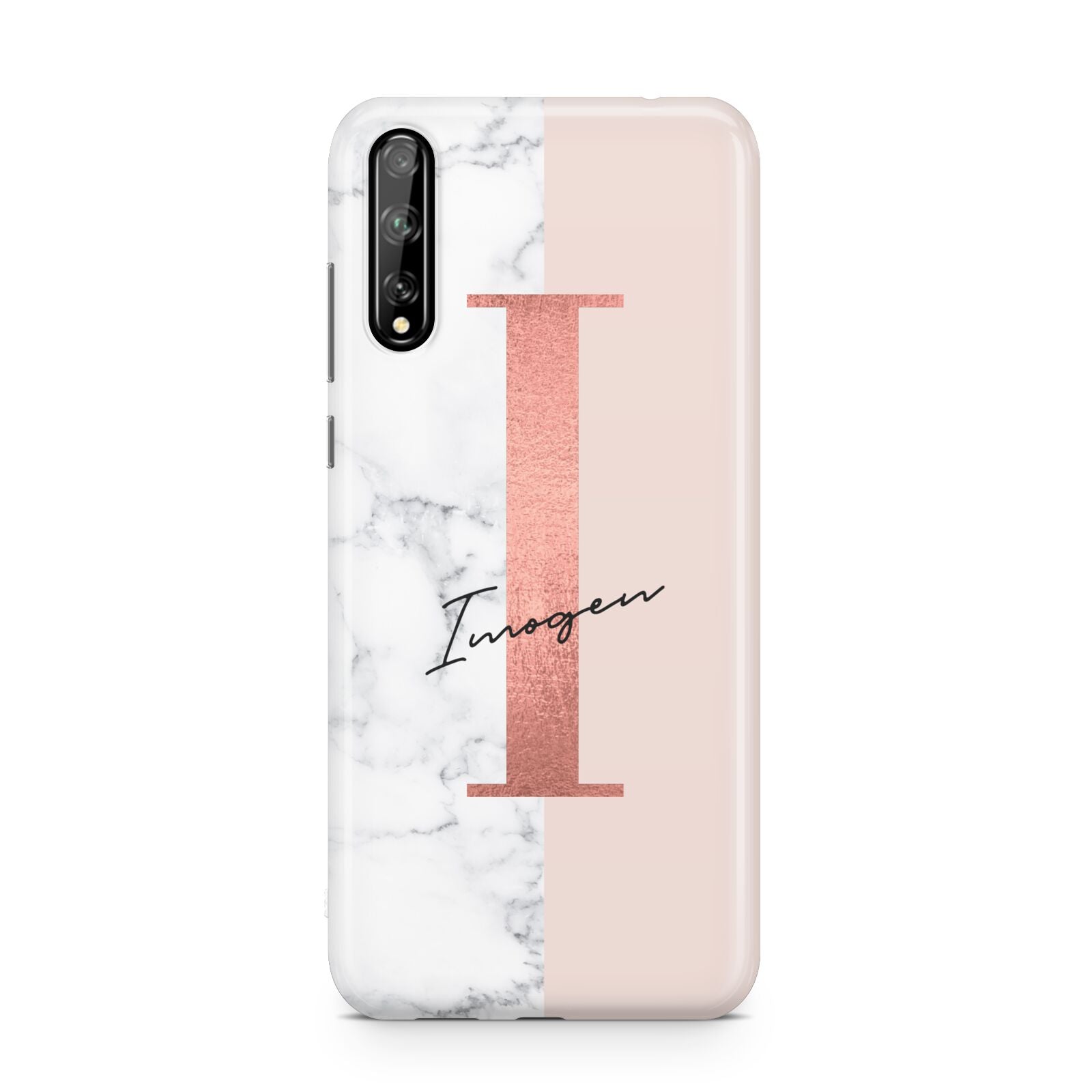 Monogrammed Rose Gold Marble Huawei Enjoy 10s Phone Case