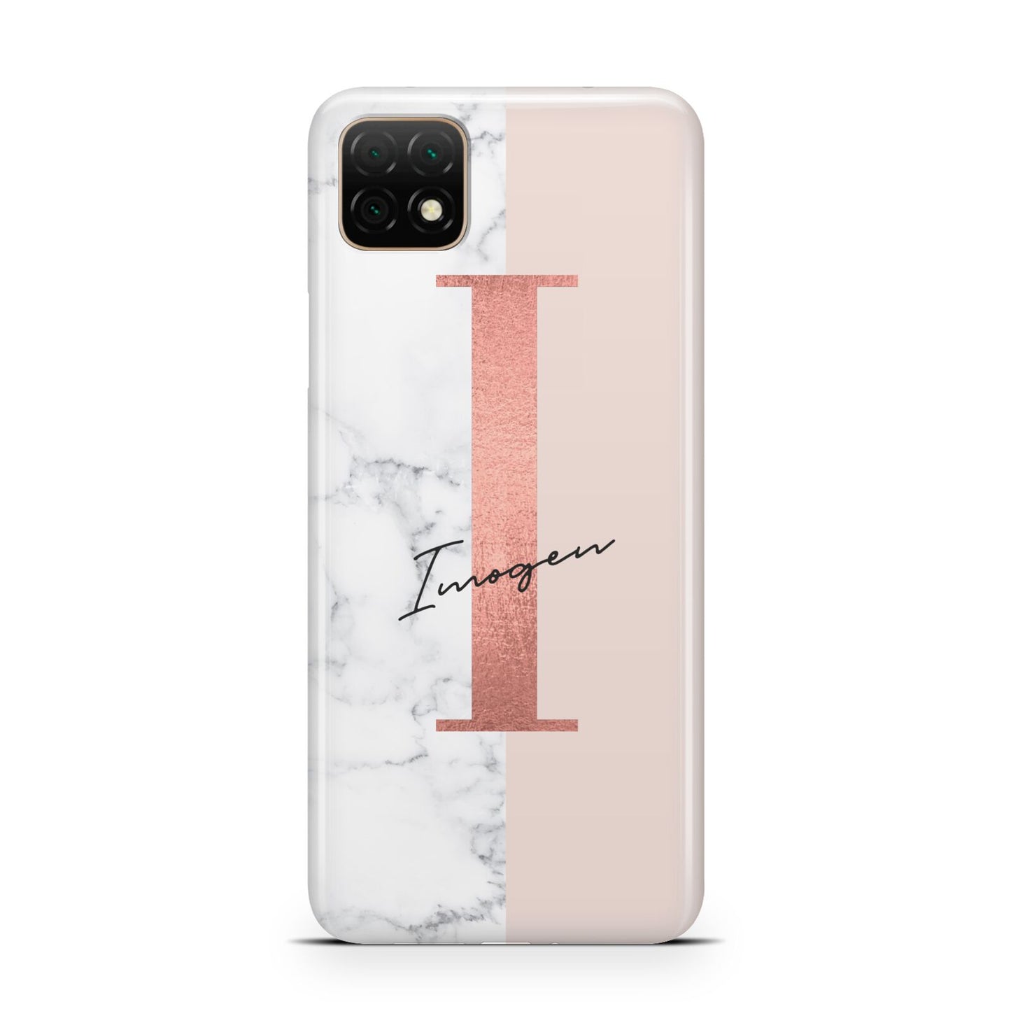 Monogrammed Rose Gold Marble Huawei Enjoy 20 Phone Case