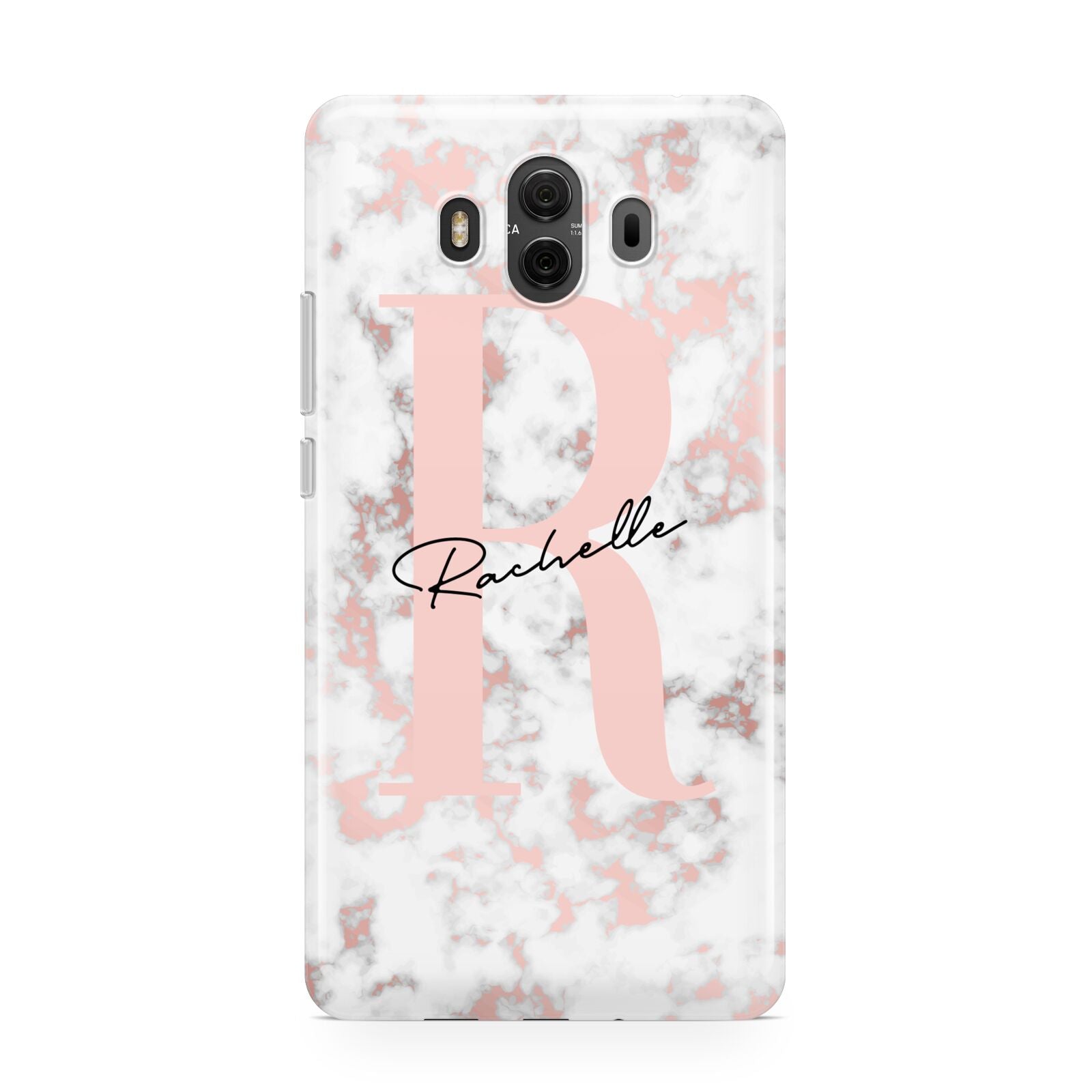 Monogrammed Rose Gold Marble Huawei Mate 10 Protective Phone Case