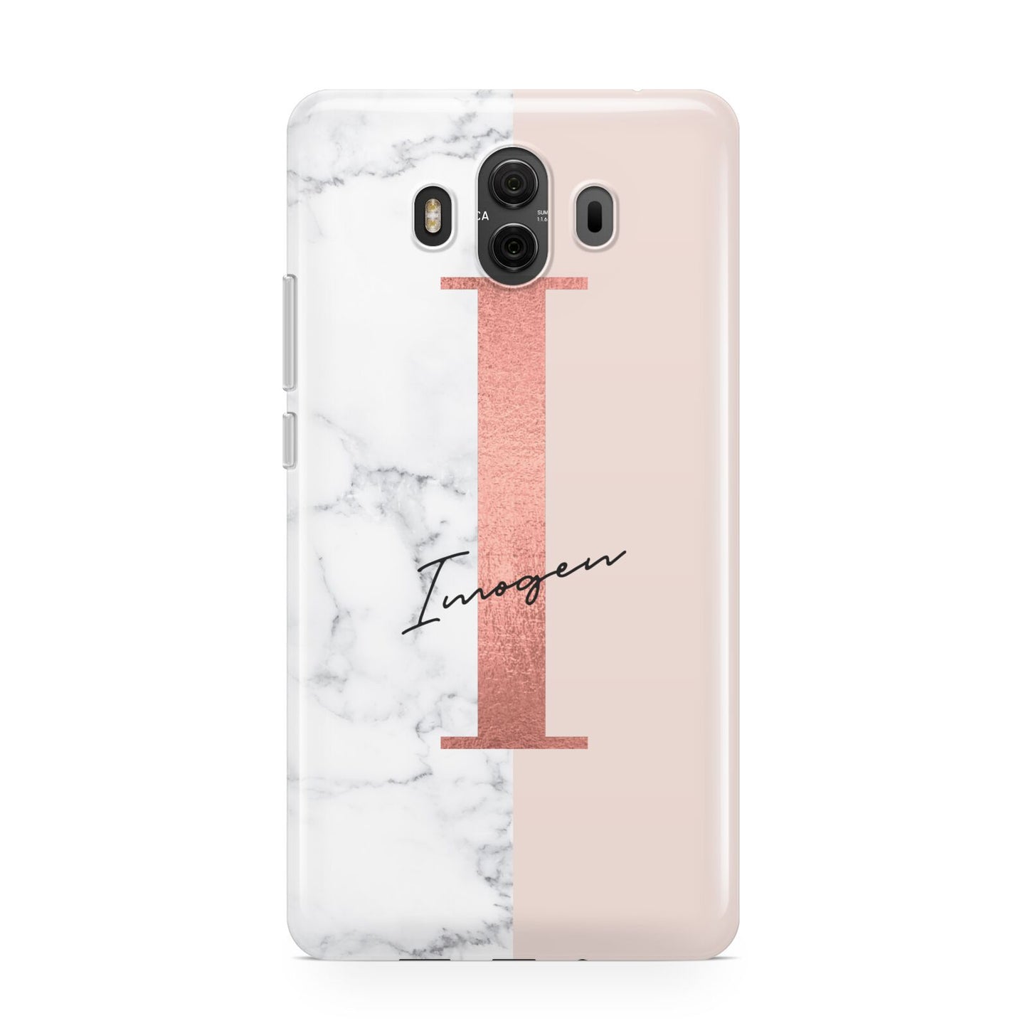 Monogrammed Rose Gold Marble Huawei Mate 10 Protective Phone Case