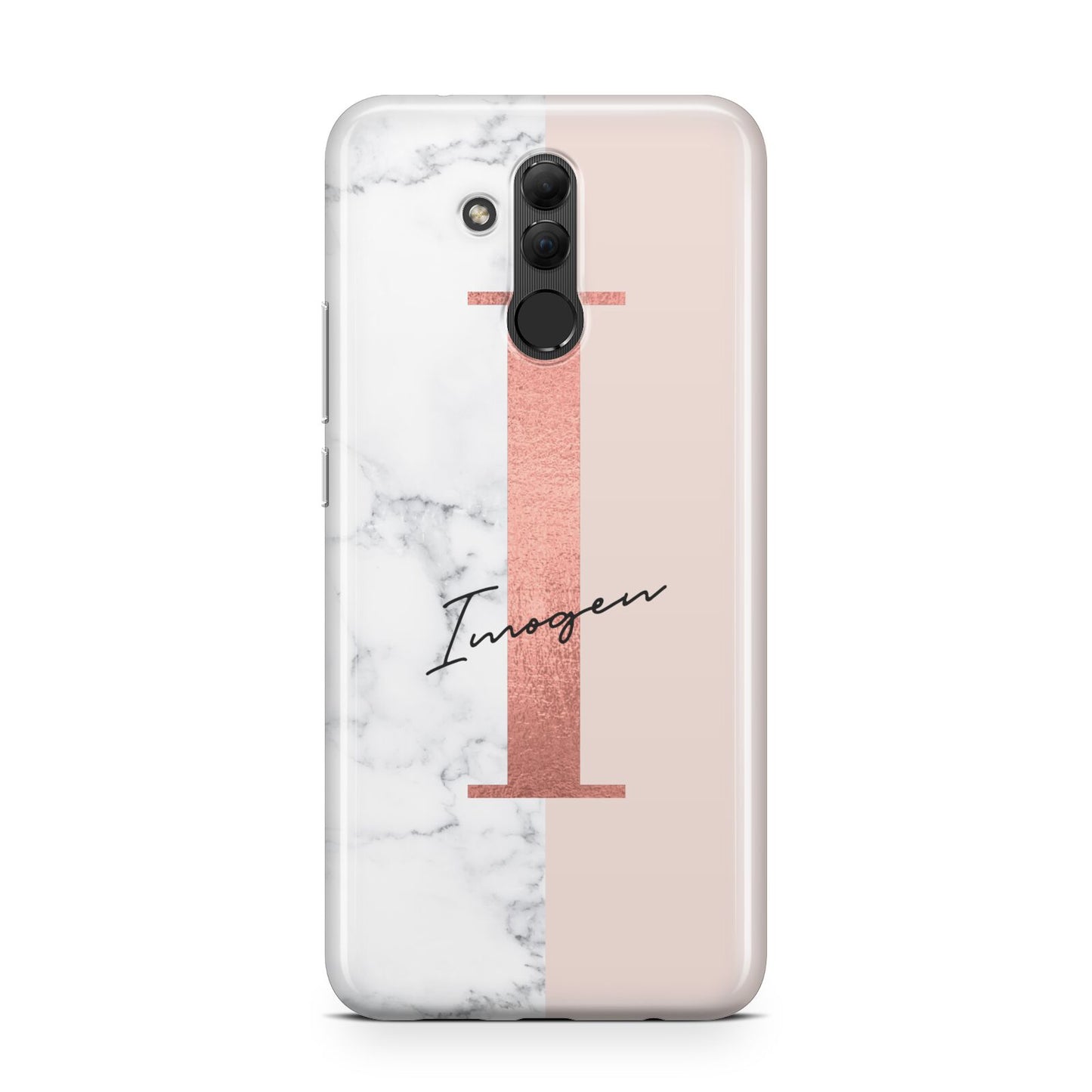 Monogrammed Rose Gold Marble Huawei Mate 20 Lite