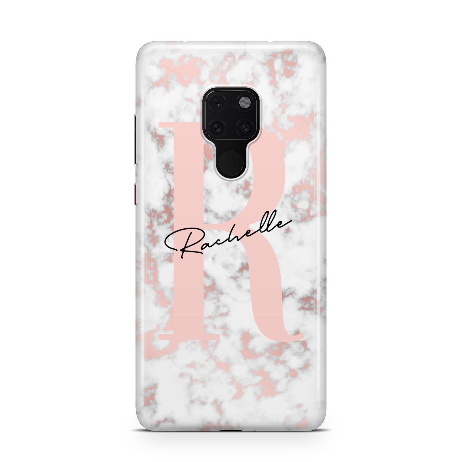 Monogrammed Rose Gold Marble Huawei Mate 20 Phone Case