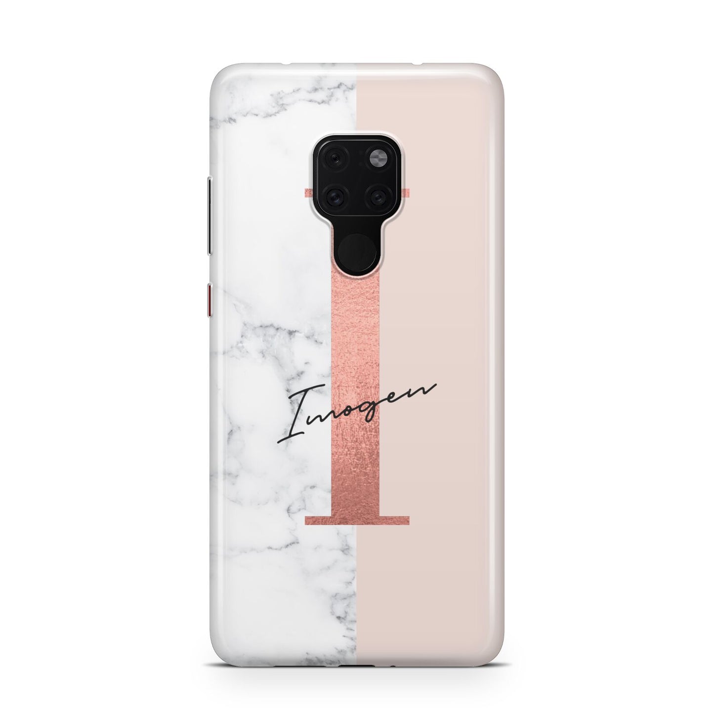 Monogrammed Rose Gold Marble Huawei Mate 20 Phone Case