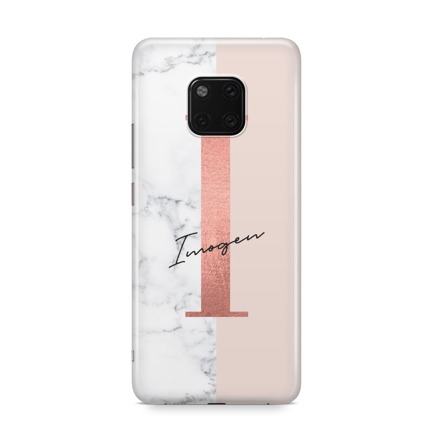 Monogrammed Rose Gold Marble Huawei Mate 20 Pro Phone Case