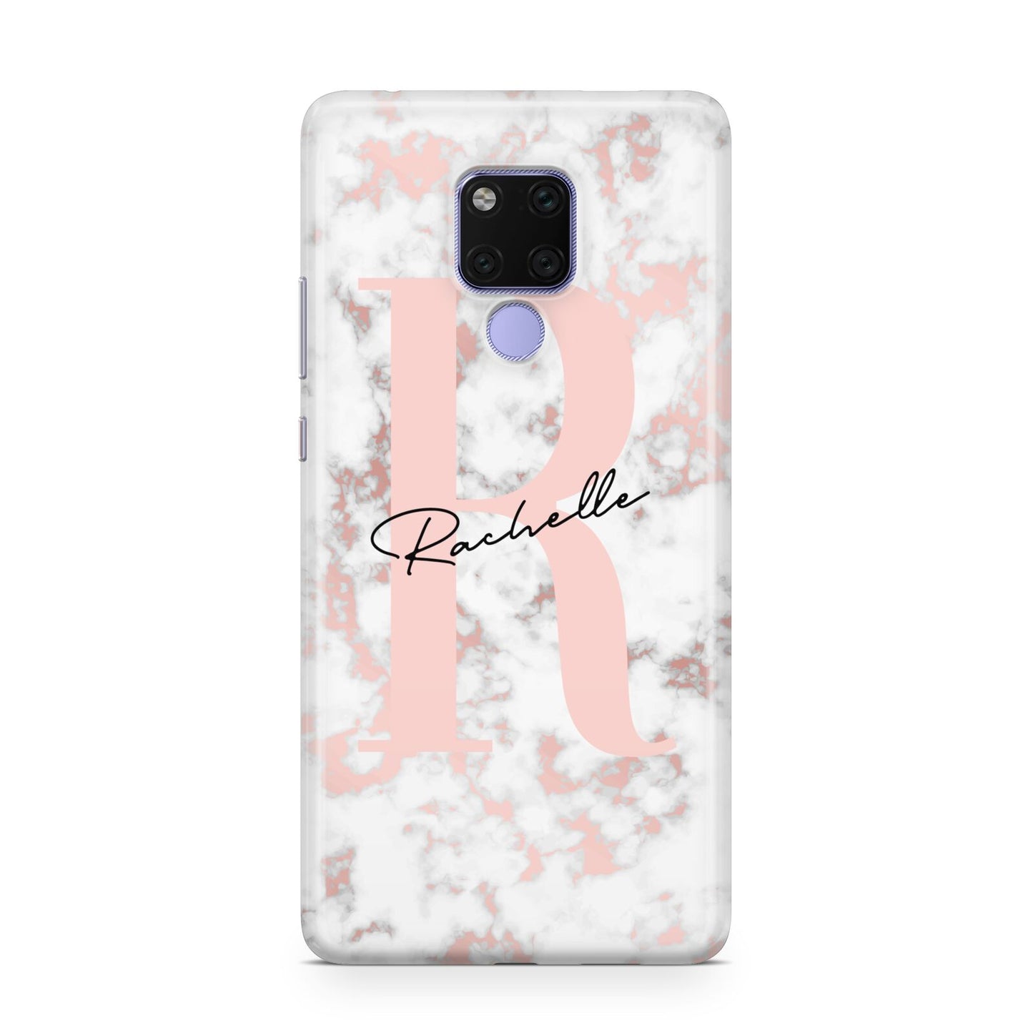 Monogrammed Rose Gold Marble Huawei Mate 20X Phone Case