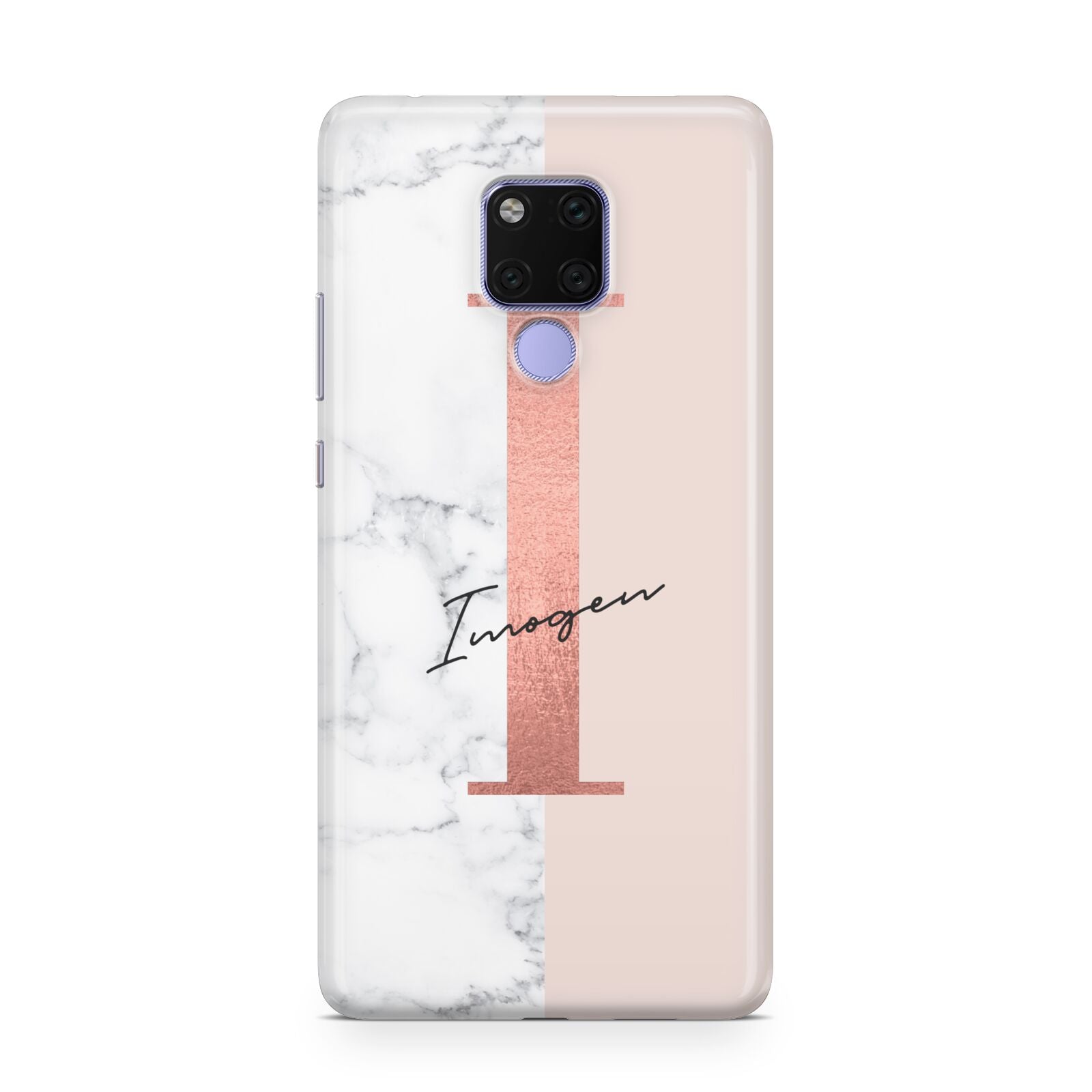 Monogrammed Rose Gold Marble Huawei Mate 20X Phone Case