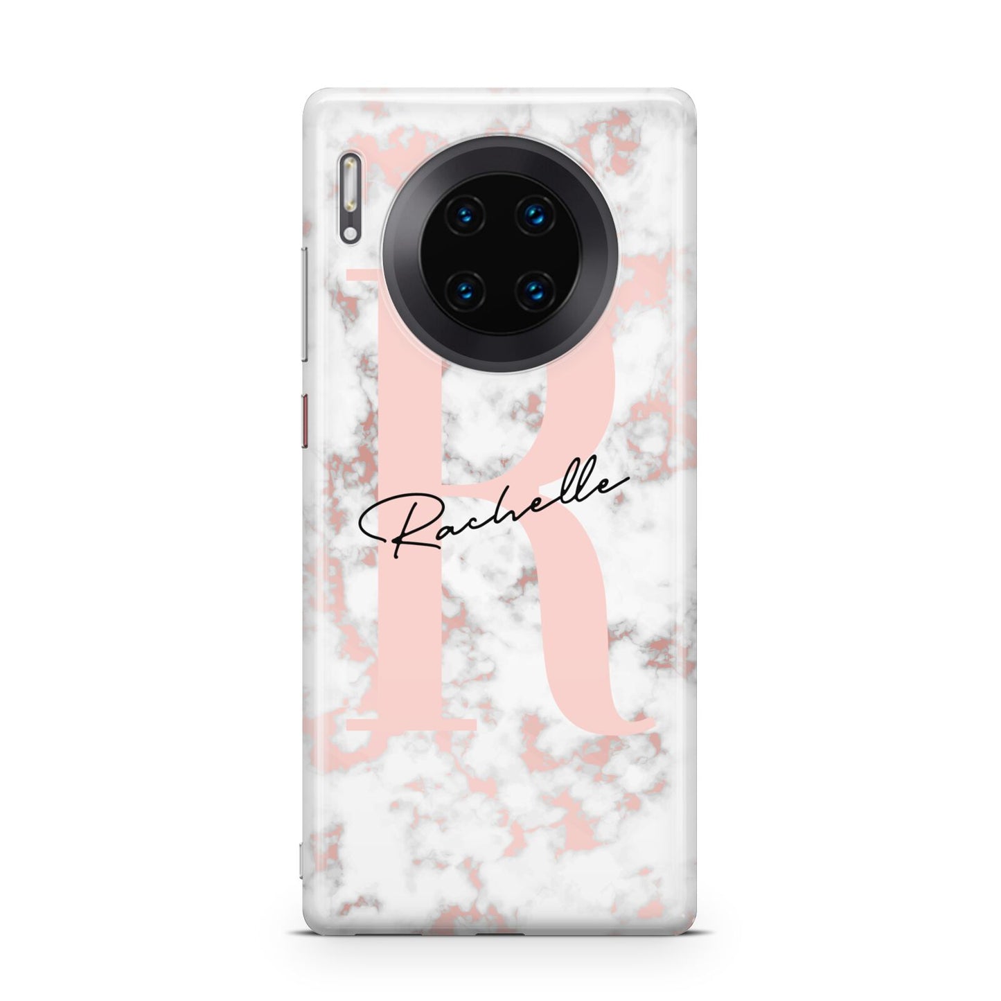 Monogrammed Rose Gold Marble Huawei Mate 30 Pro Phone Case