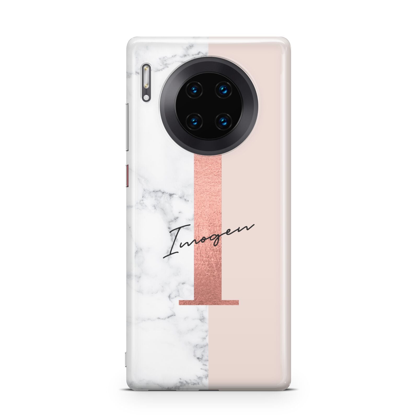 Monogrammed Rose Gold Marble Huawei Mate 30 Pro Phone Case