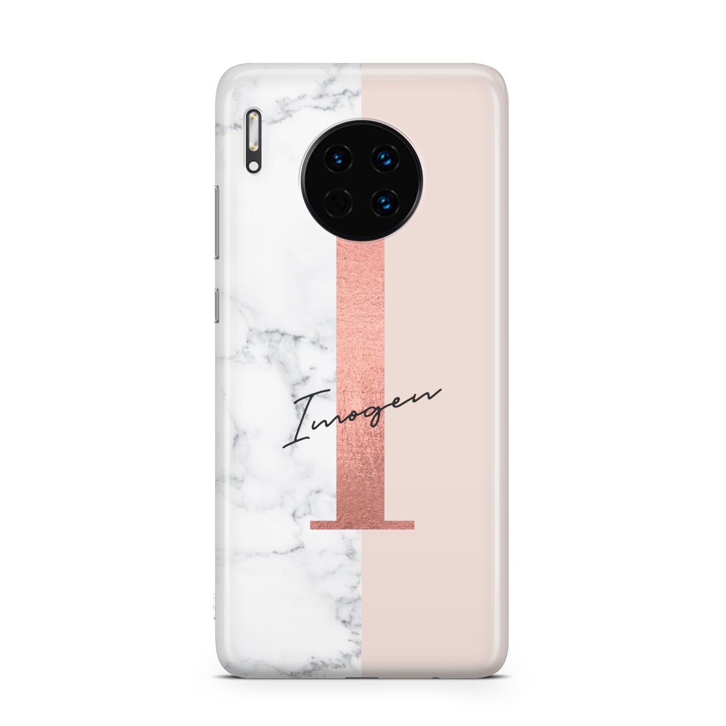 Monogrammed Rose Gold Marble Huawei Mate 30