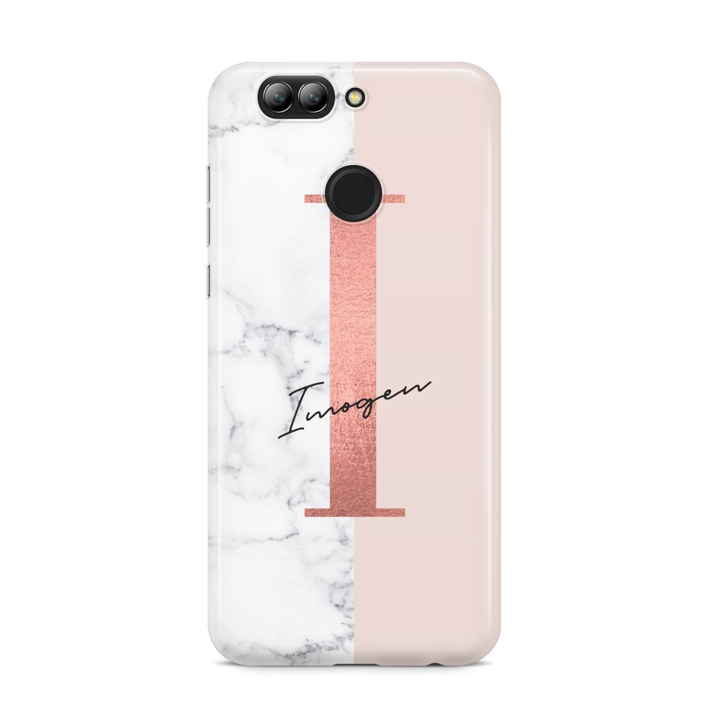 Monogrammed Rose Gold Marble Huawei Nova 2s Phone Case