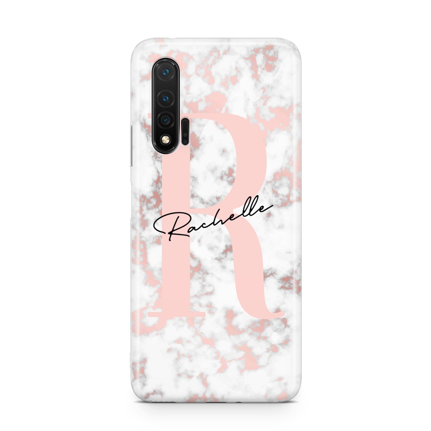 Monogrammed Rose Gold Marble Huawei Nova 6 Phone Case