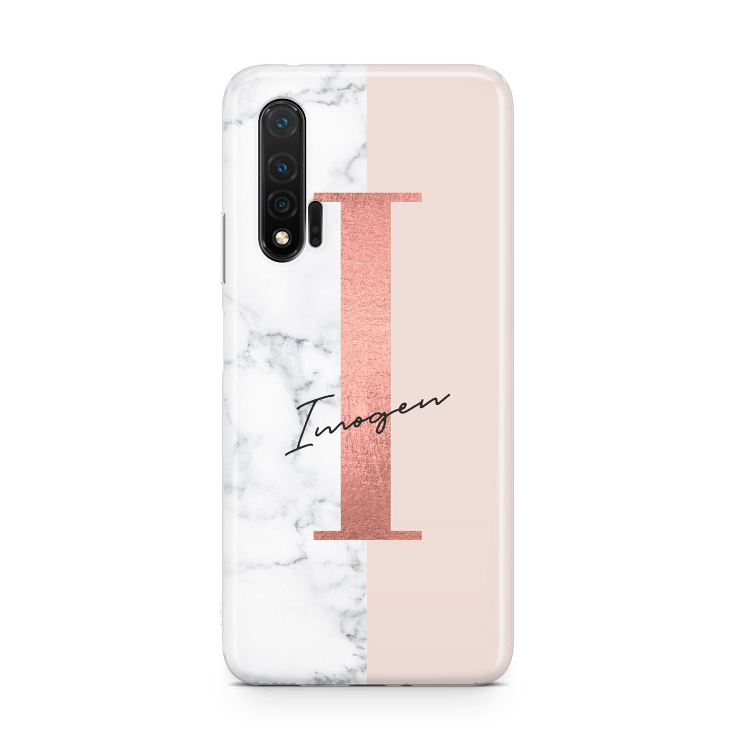 Monogrammed Rose Gold Marble Huawei Nova 6 Phone Case