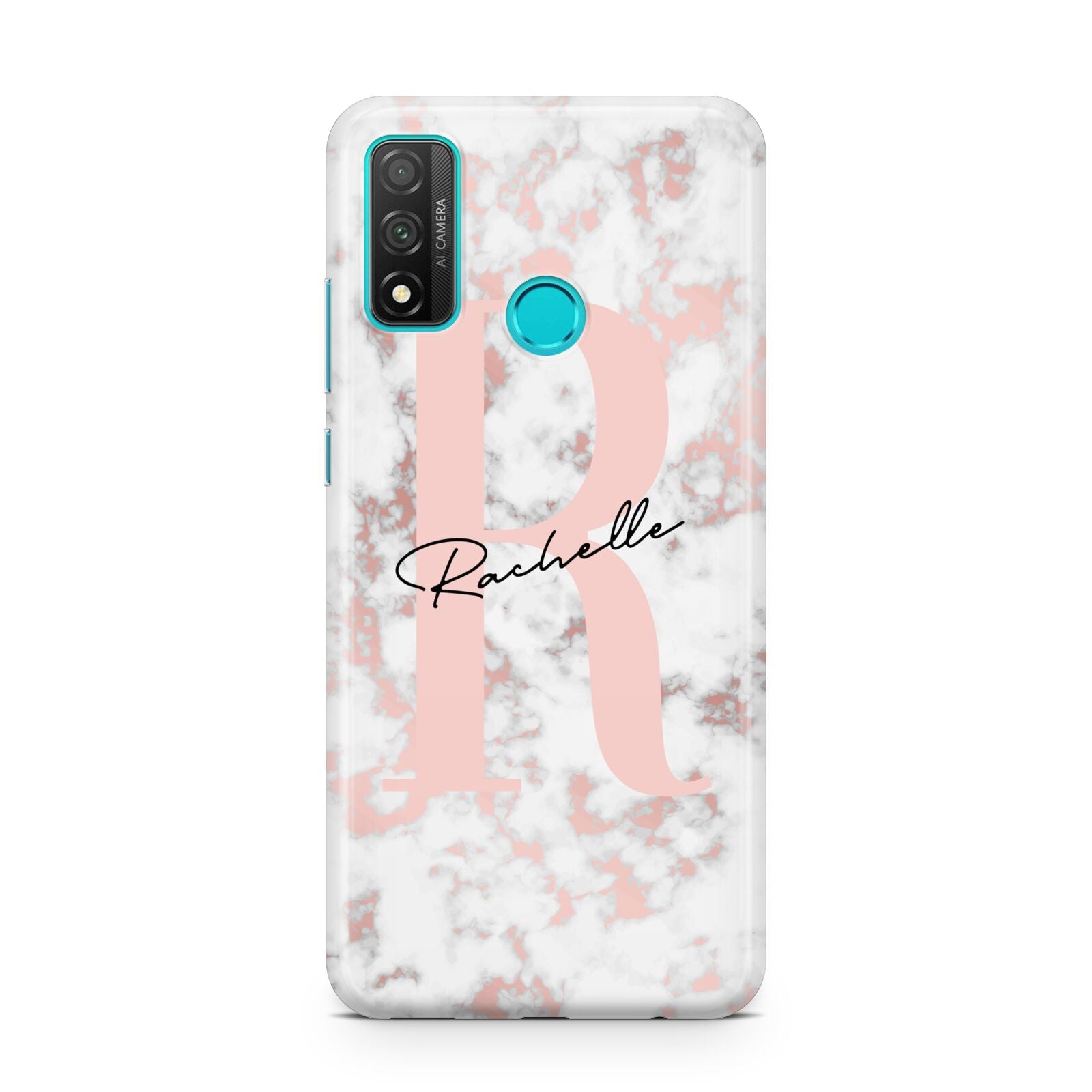 Monogrammed Rose Gold Marble Huawei P Smart 2020