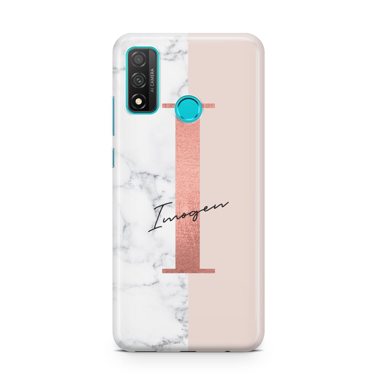 Monogrammed Rose Gold Marble Huawei P Smart 2020