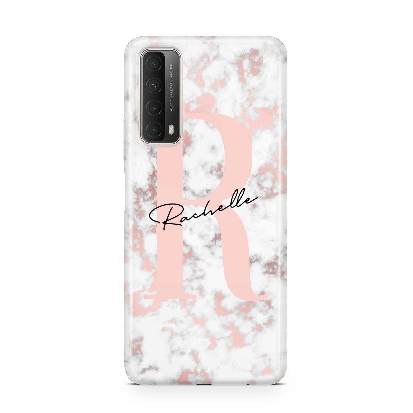 Monogrammed Rose Gold Marble Huawei P Smart 2021