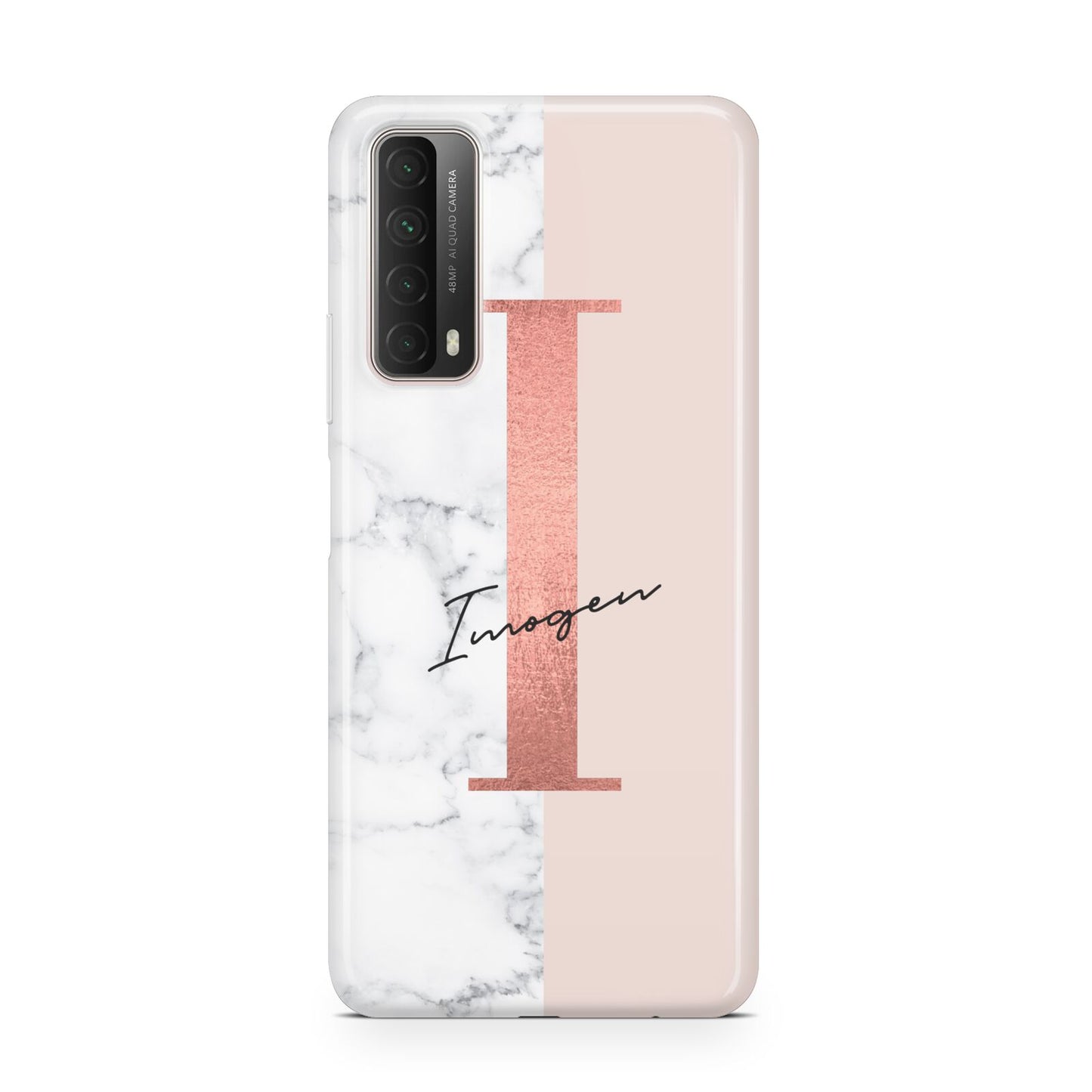 Monogrammed Rose Gold Marble Huawei P Smart 2021