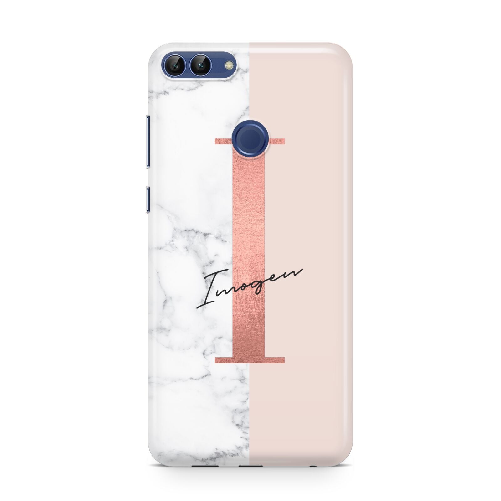 Monogrammed Rose Gold Marble Huawei P Smart Case