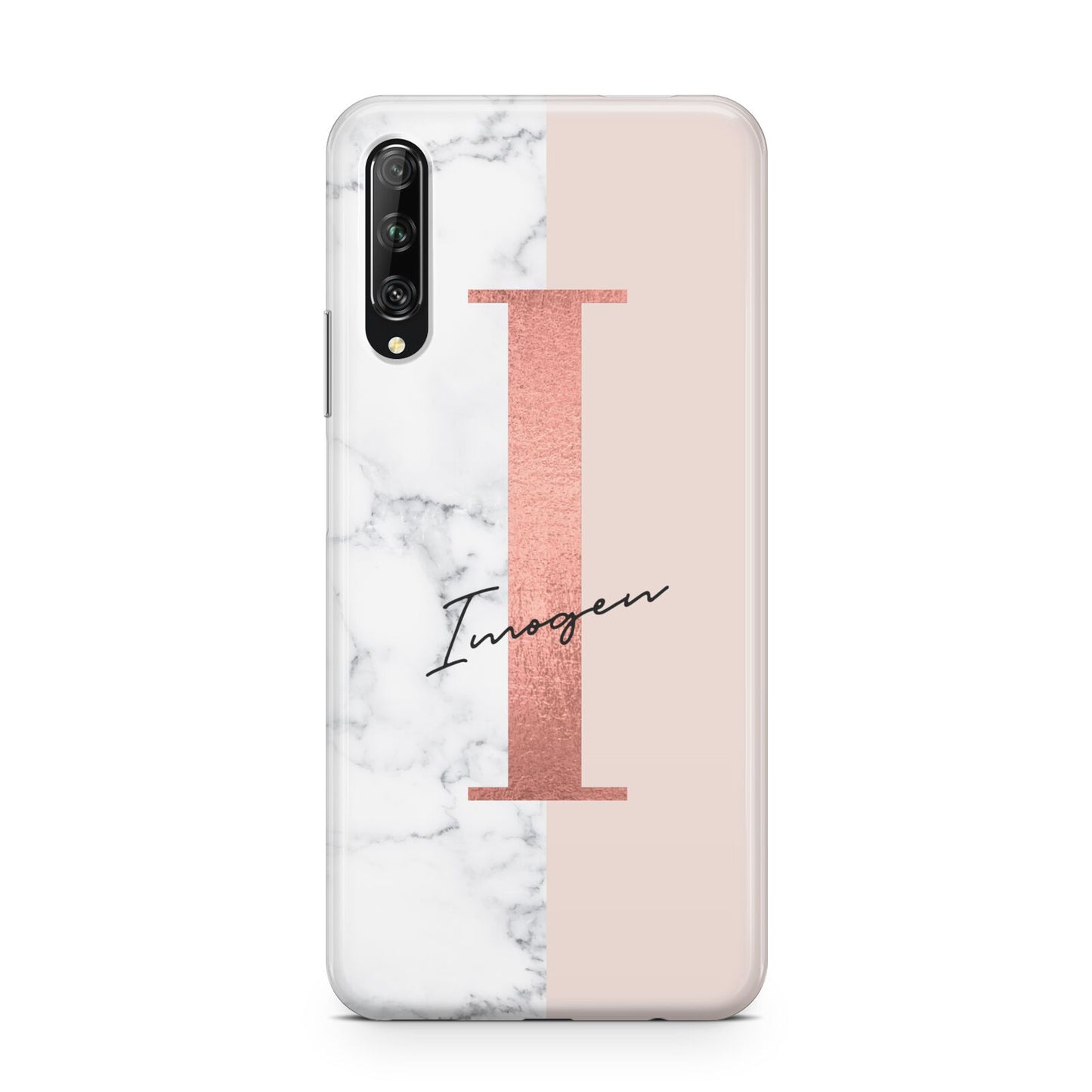 Monogrammed Rose Gold Marble Huawei P Smart Pro 2019