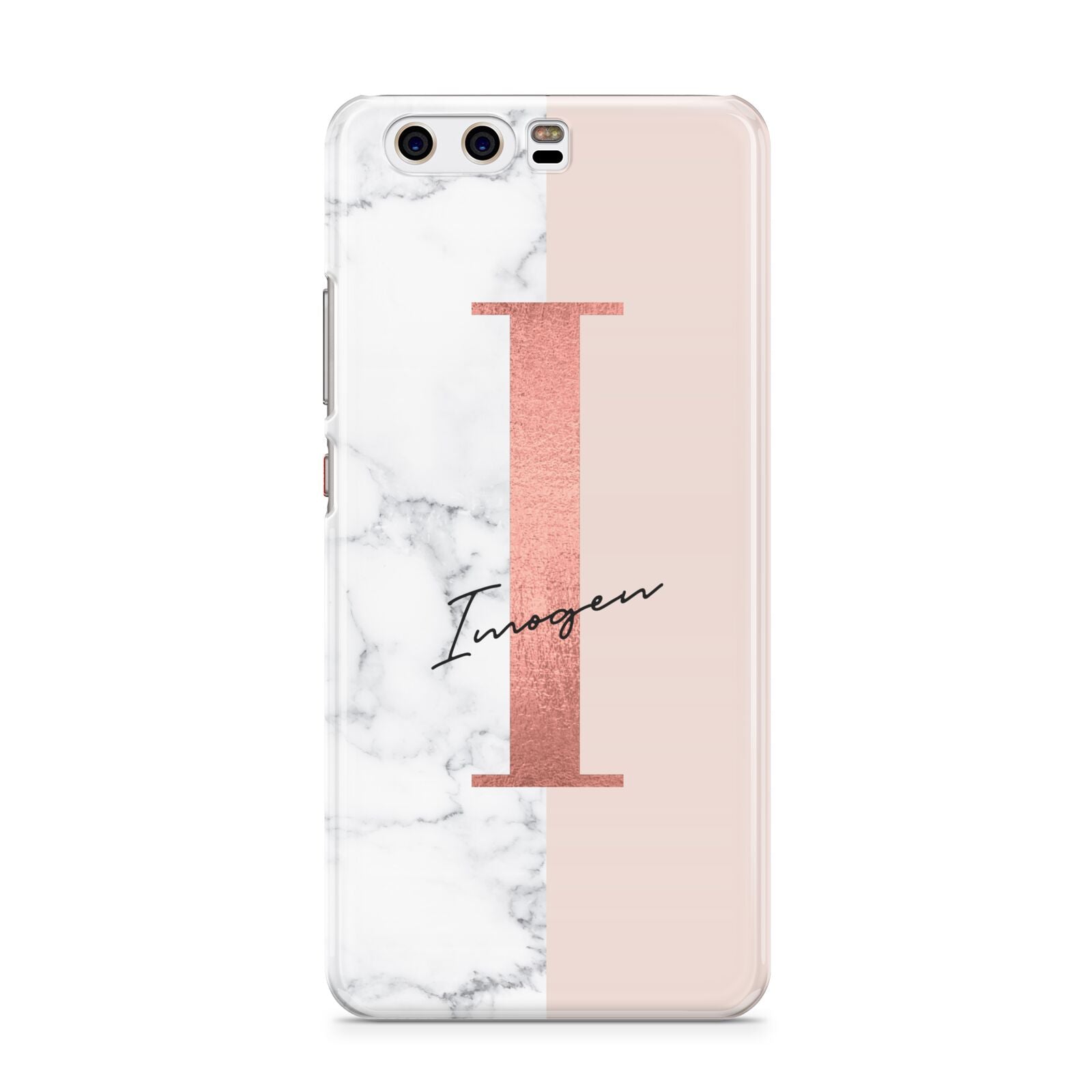 Monogrammed Rose Gold Marble Huawei P10 Phone Case