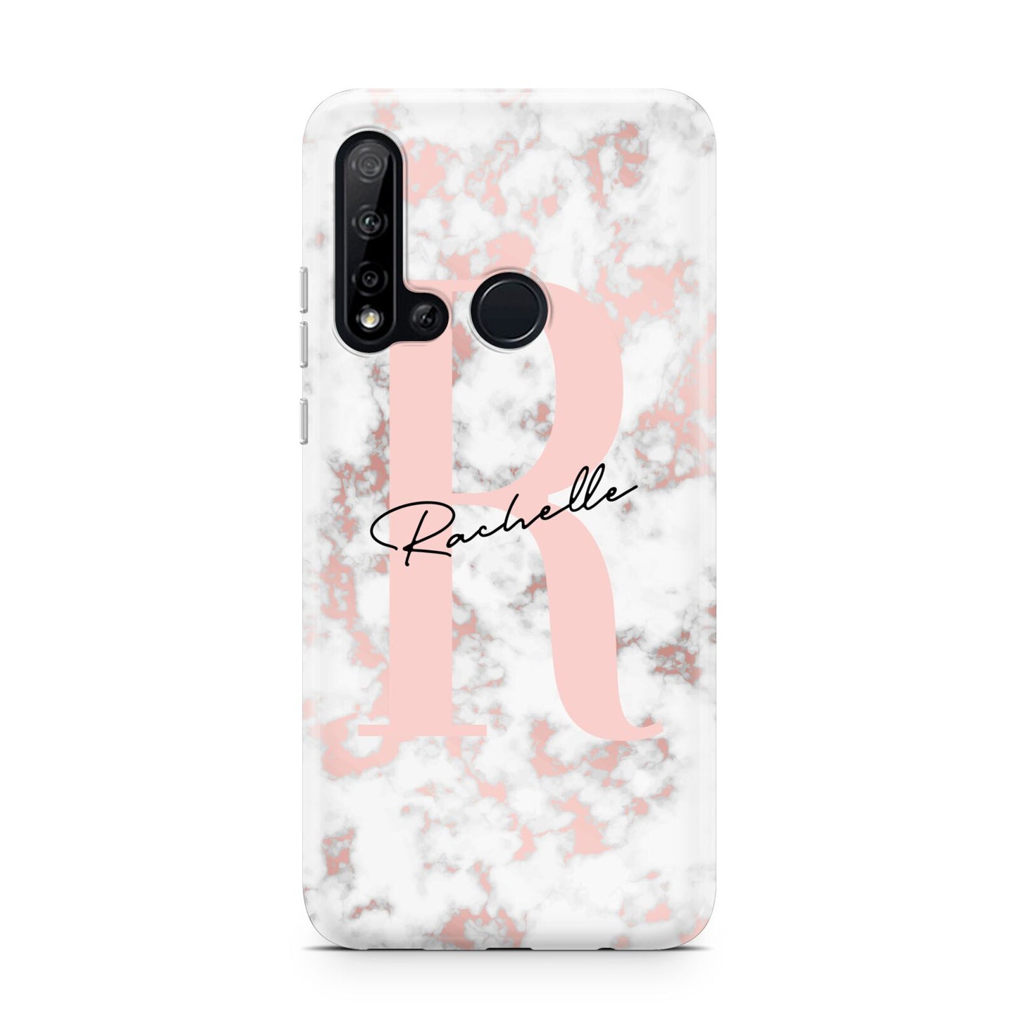 Monogrammed Rose Gold Marble Huawei P20 Lite 5G Phone Case