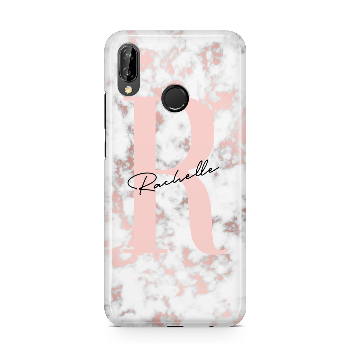 Monogrammed Rose Gold Marble Huawei P20 Lite Phone Case