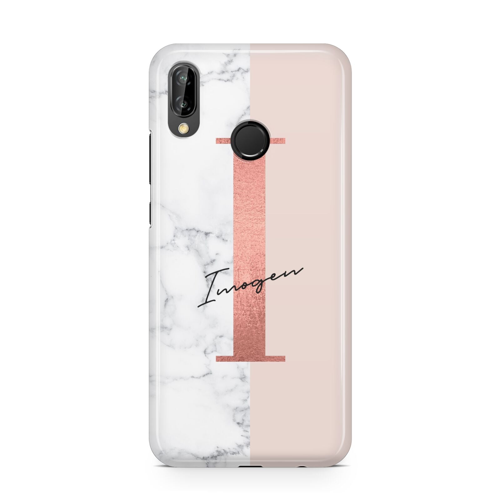 Monogrammed Rose Gold Marble Huawei P20 Lite Phone Case