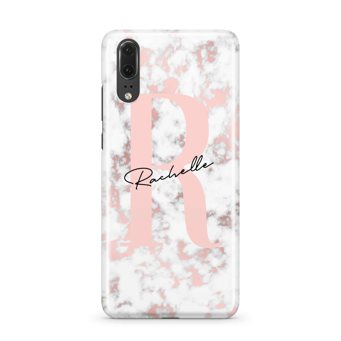 Monogrammed Rose Gold Marble Huawei P20 Phone Case