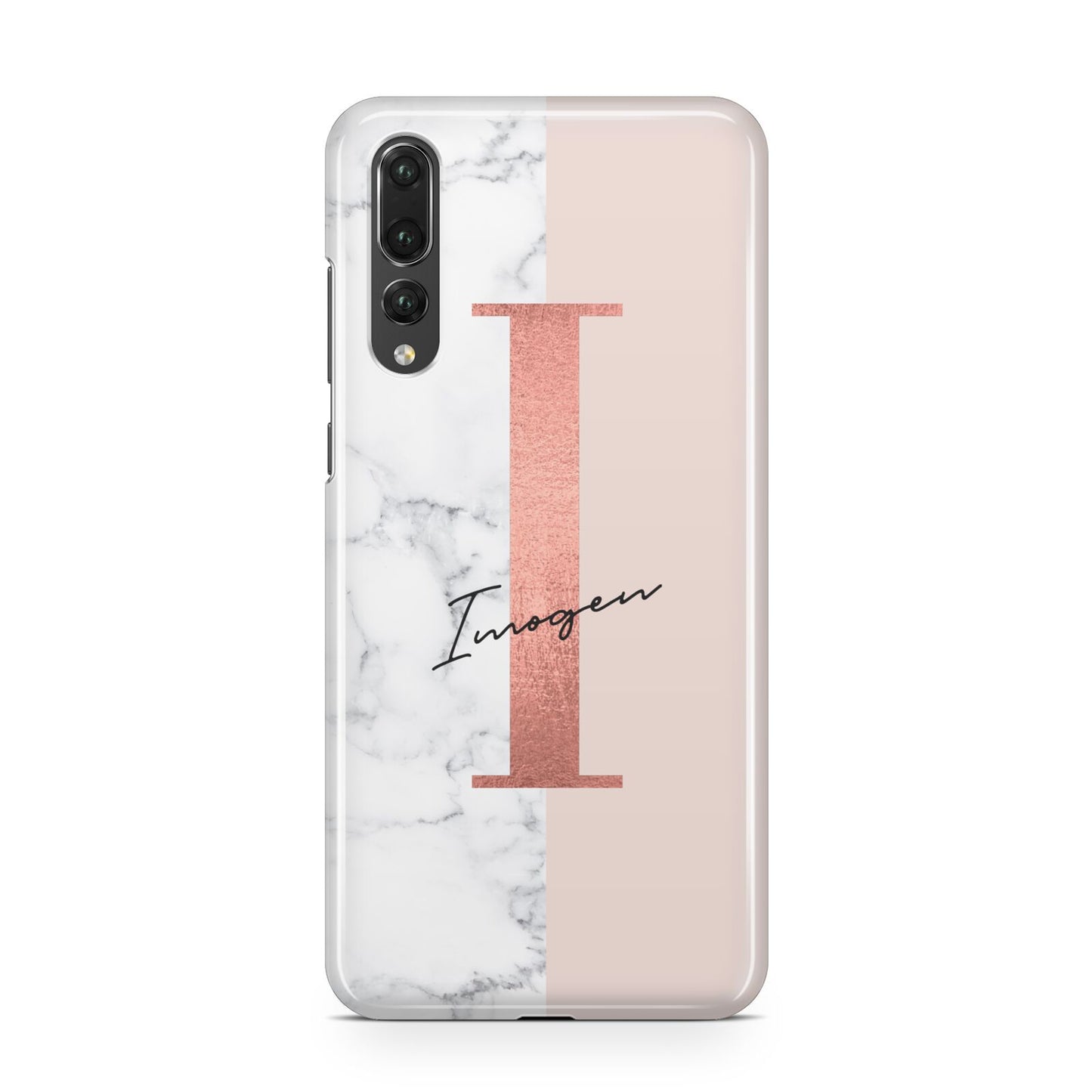 Monogrammed Rose Gold Marble Huawei P20 Pro Phone Case