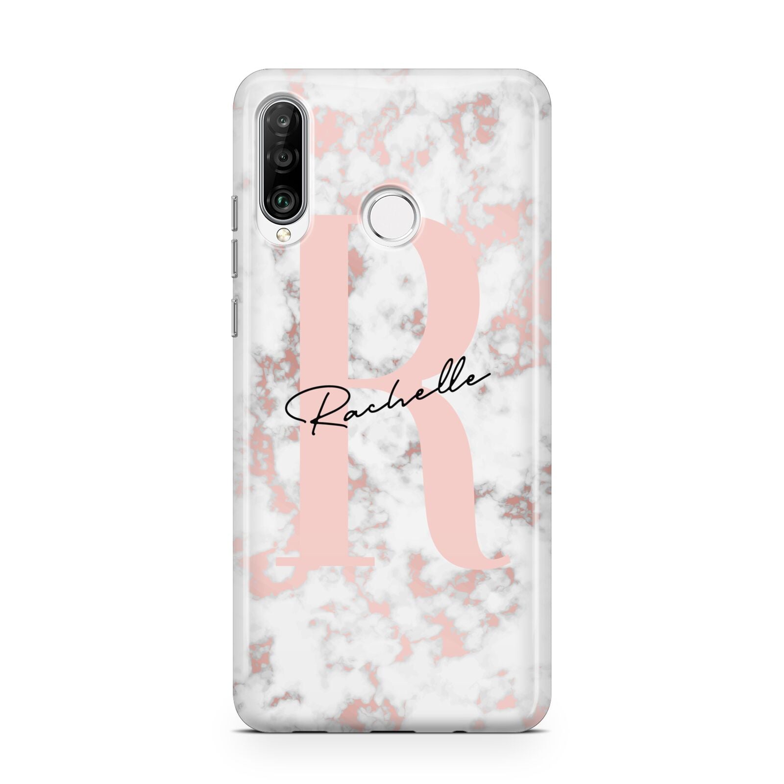 Monogrammed Rose Gold Marble Huawei P30 Lite Phone Case