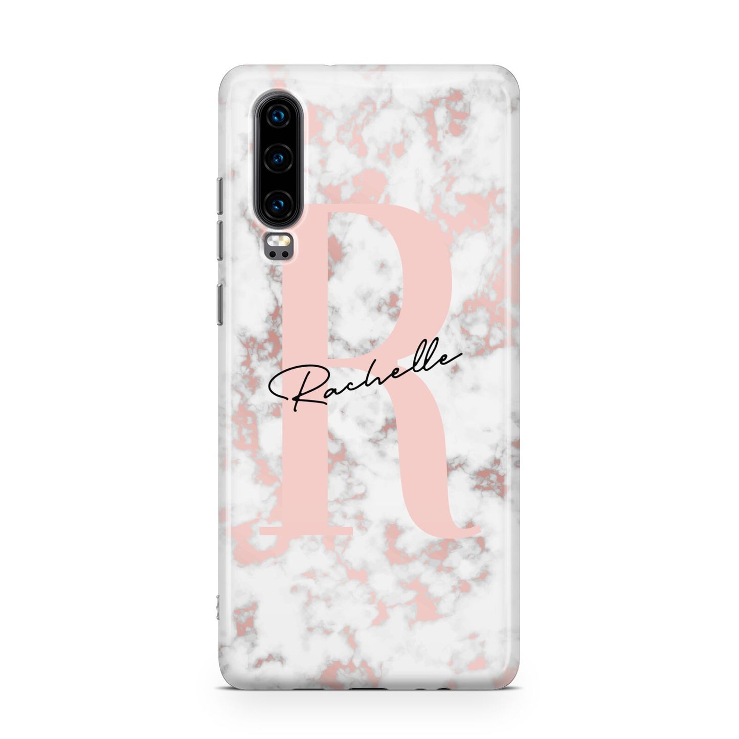 Monogrammed Rose Gold Marble Huawei P30 Phone Case