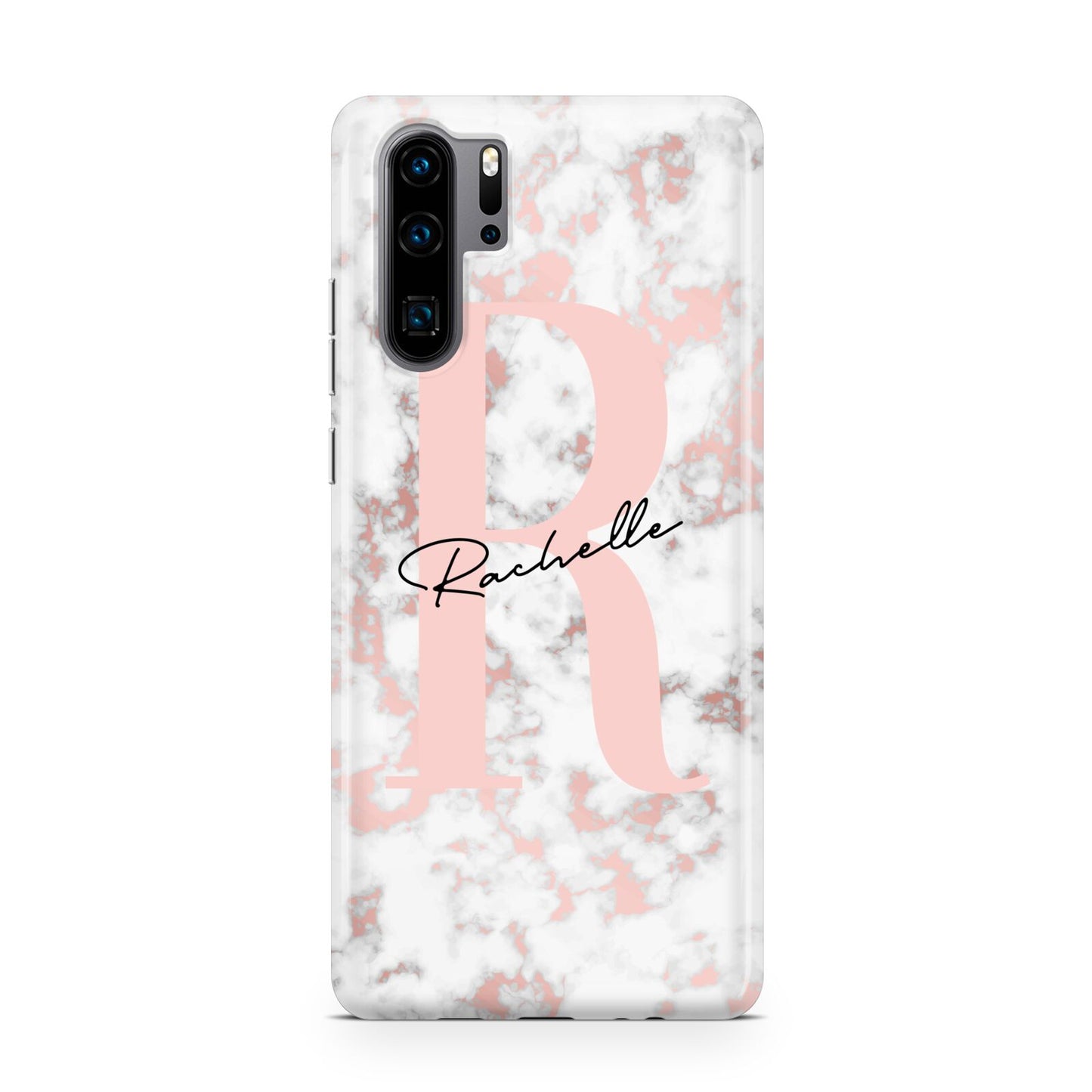 Monogrammed Rose Gold Marble Huawei P30 Pro Phone Case