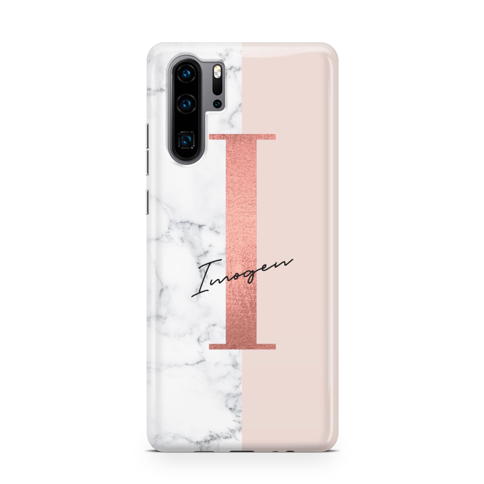 Monogrammed Rose Gold Marble Huawei P30 Pro Phone Case