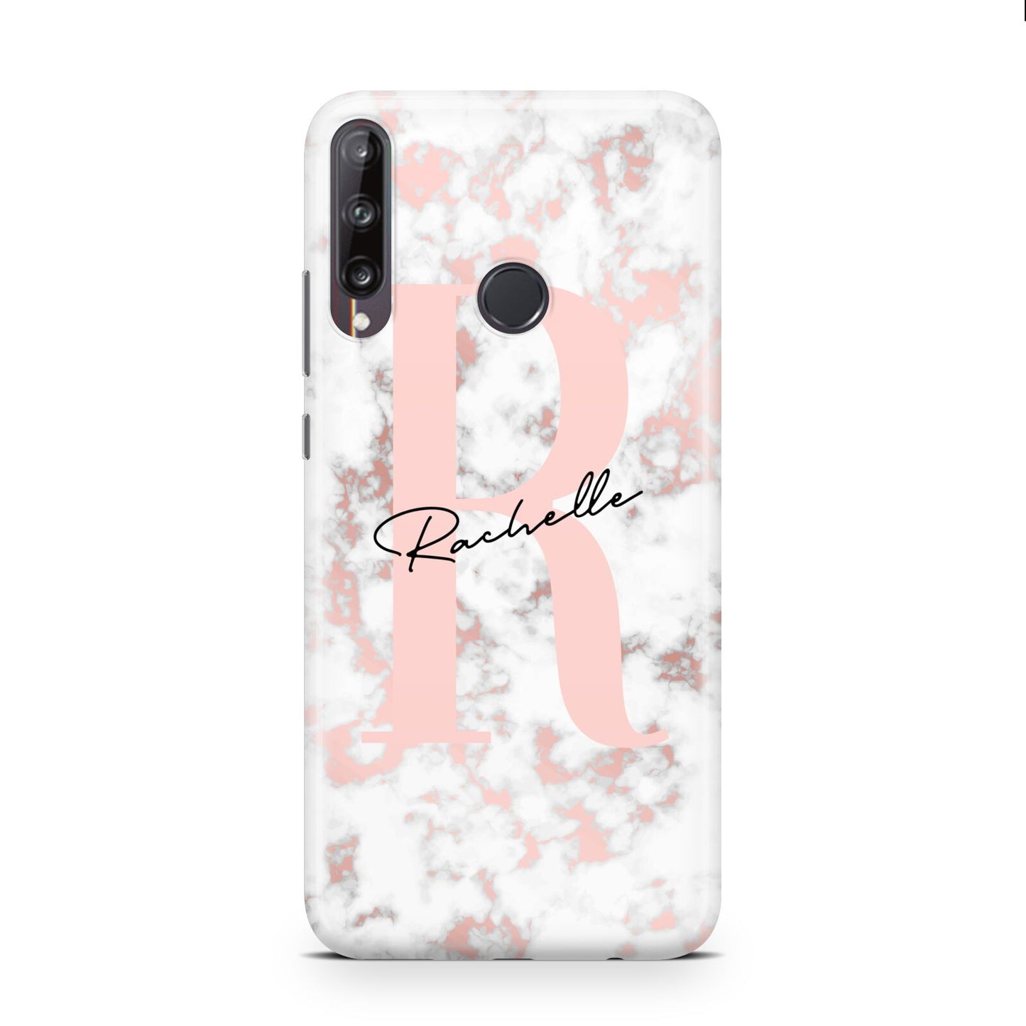 Monogrammed Rose Gold Marble Huawei P40 Lite E Phone Case