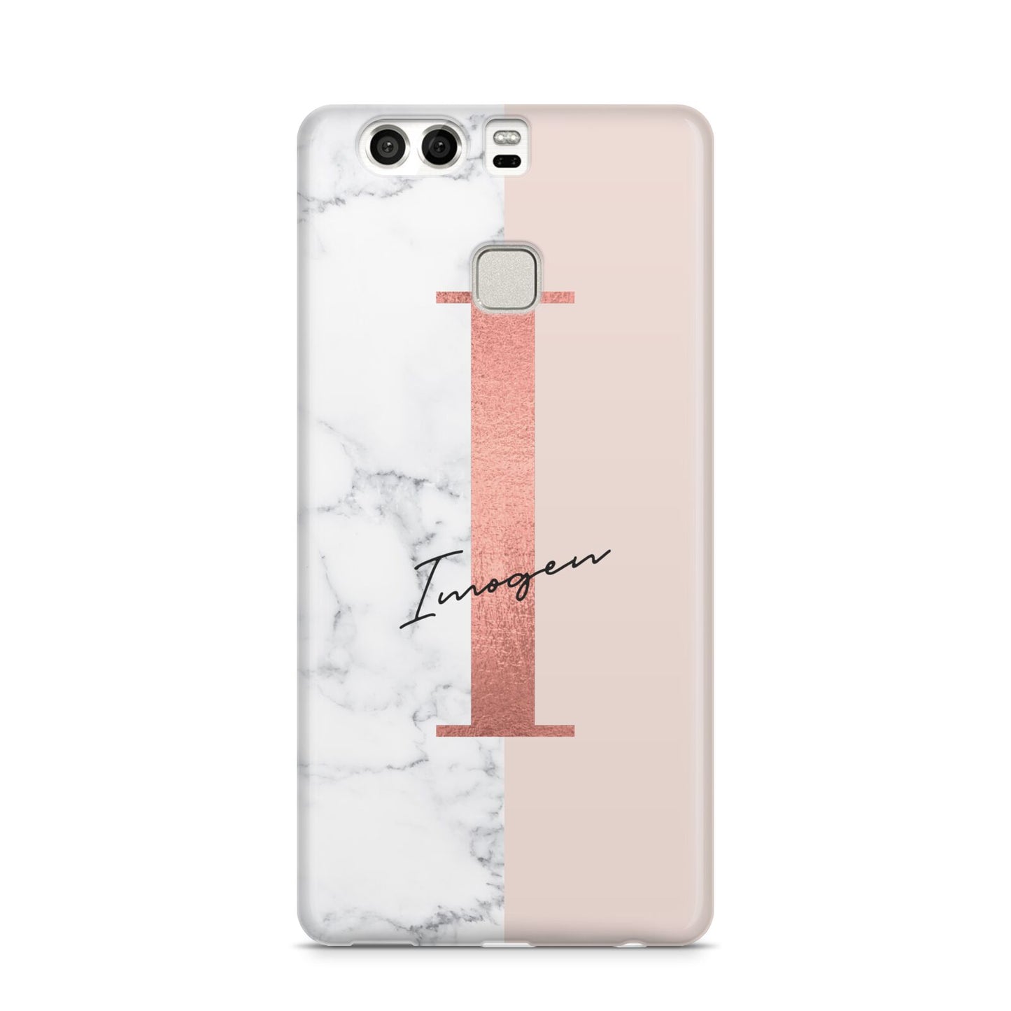 Monogrammed Rose Gold Marble Huawei P9 Case