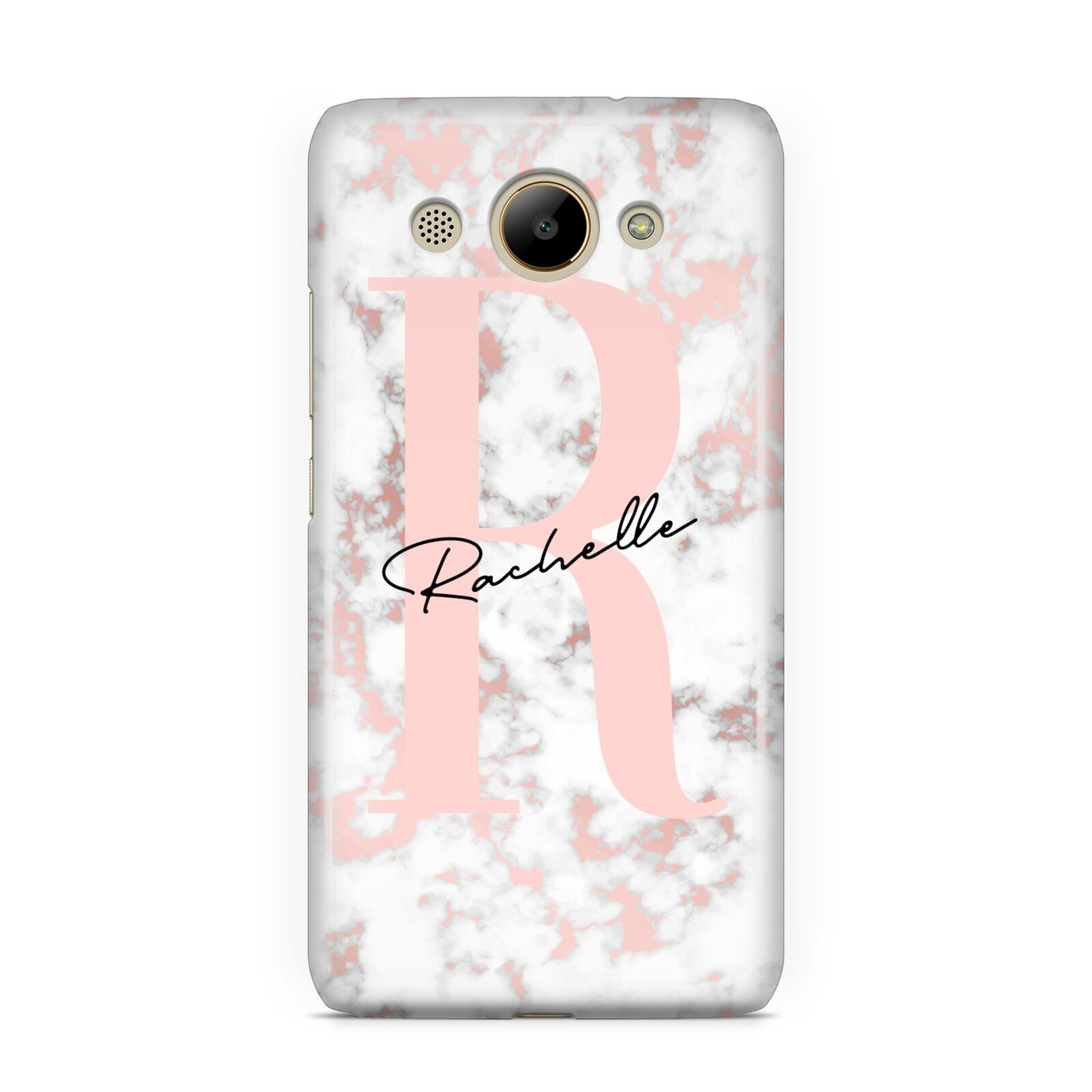 Monogrammed Rose Gold Marble Huawei Y3 2017