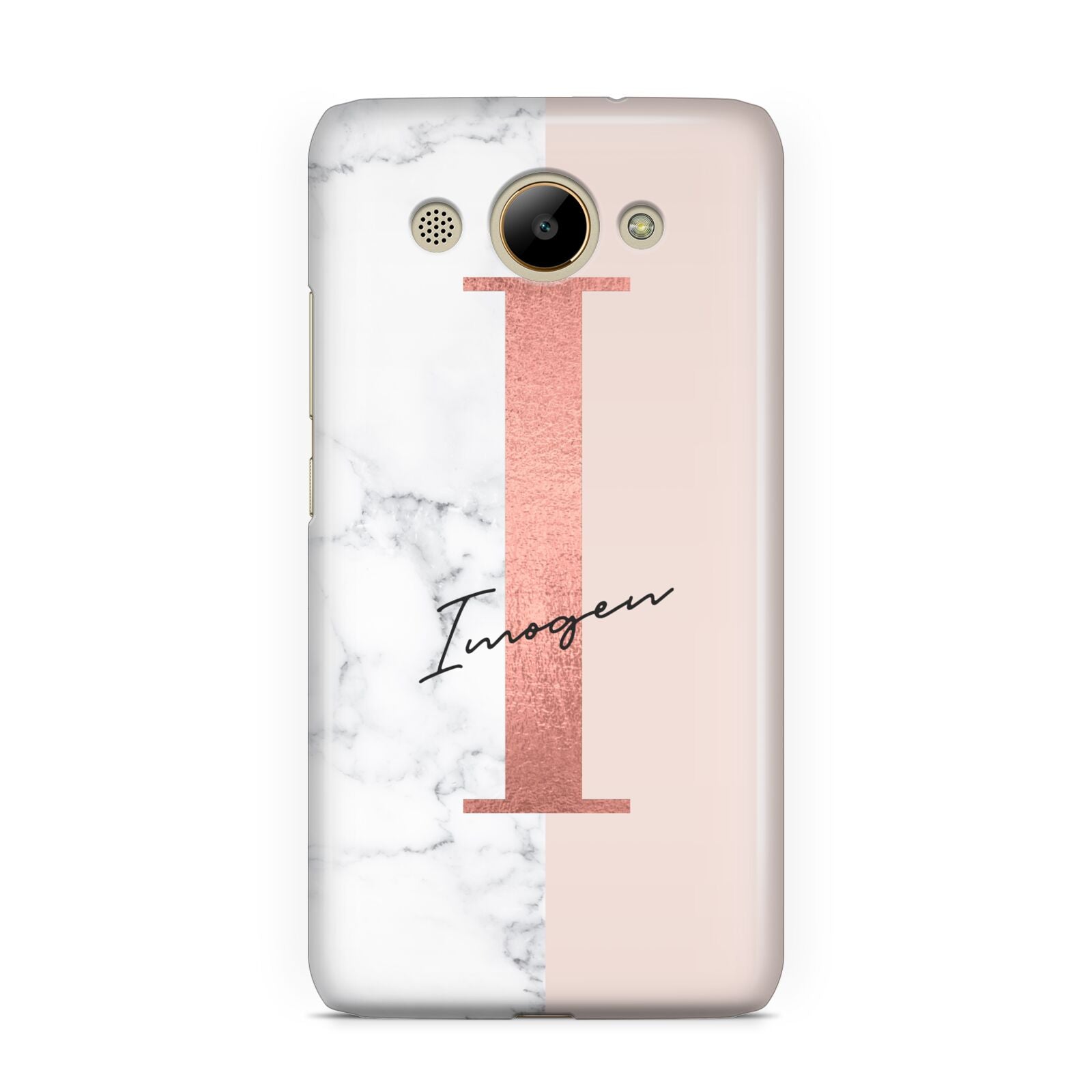 Monogrammed Rose Gold Marble Huawei Y3 2017