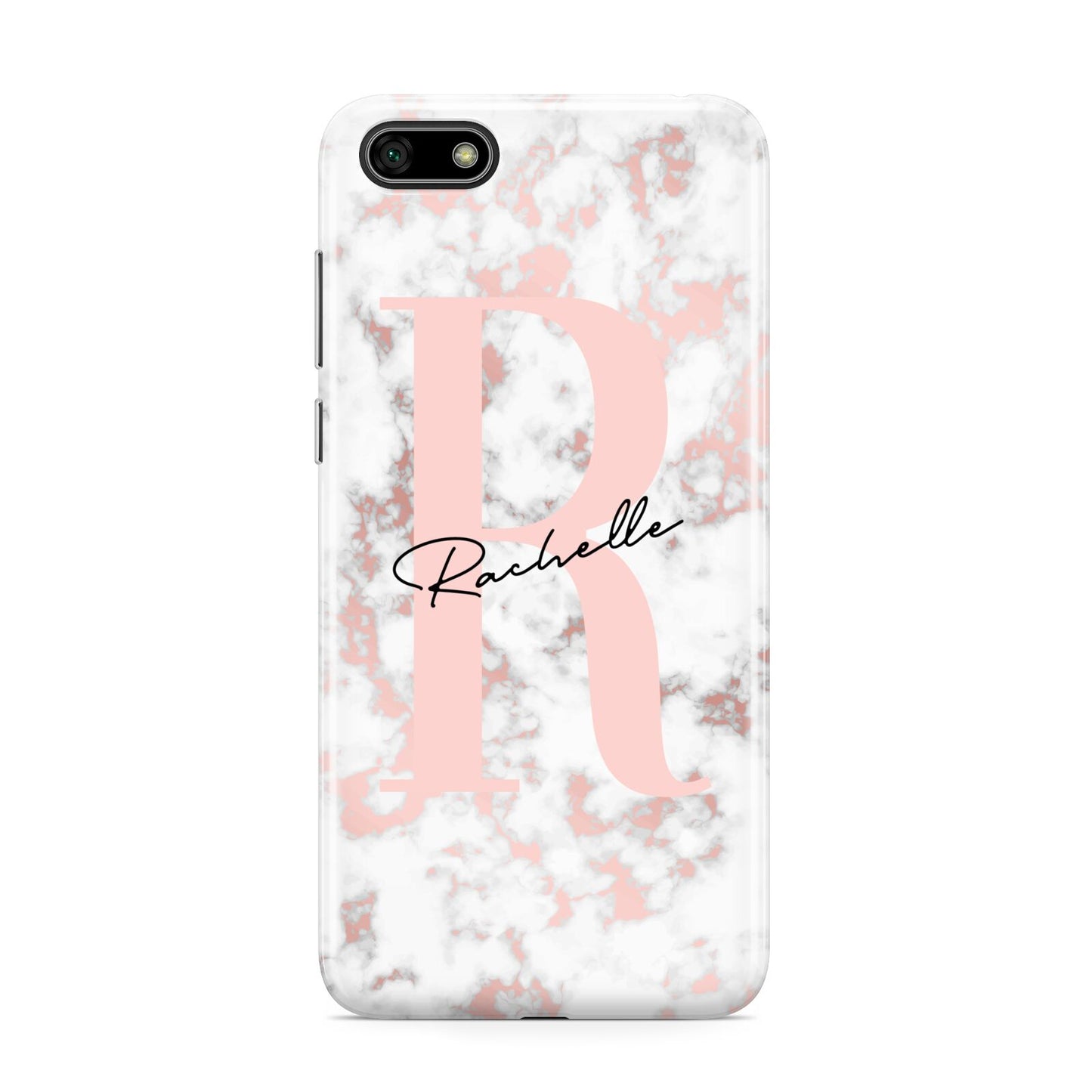 Monogrammed Rose Gold Marble Huawei Y5 Prime 2018 Phone Case