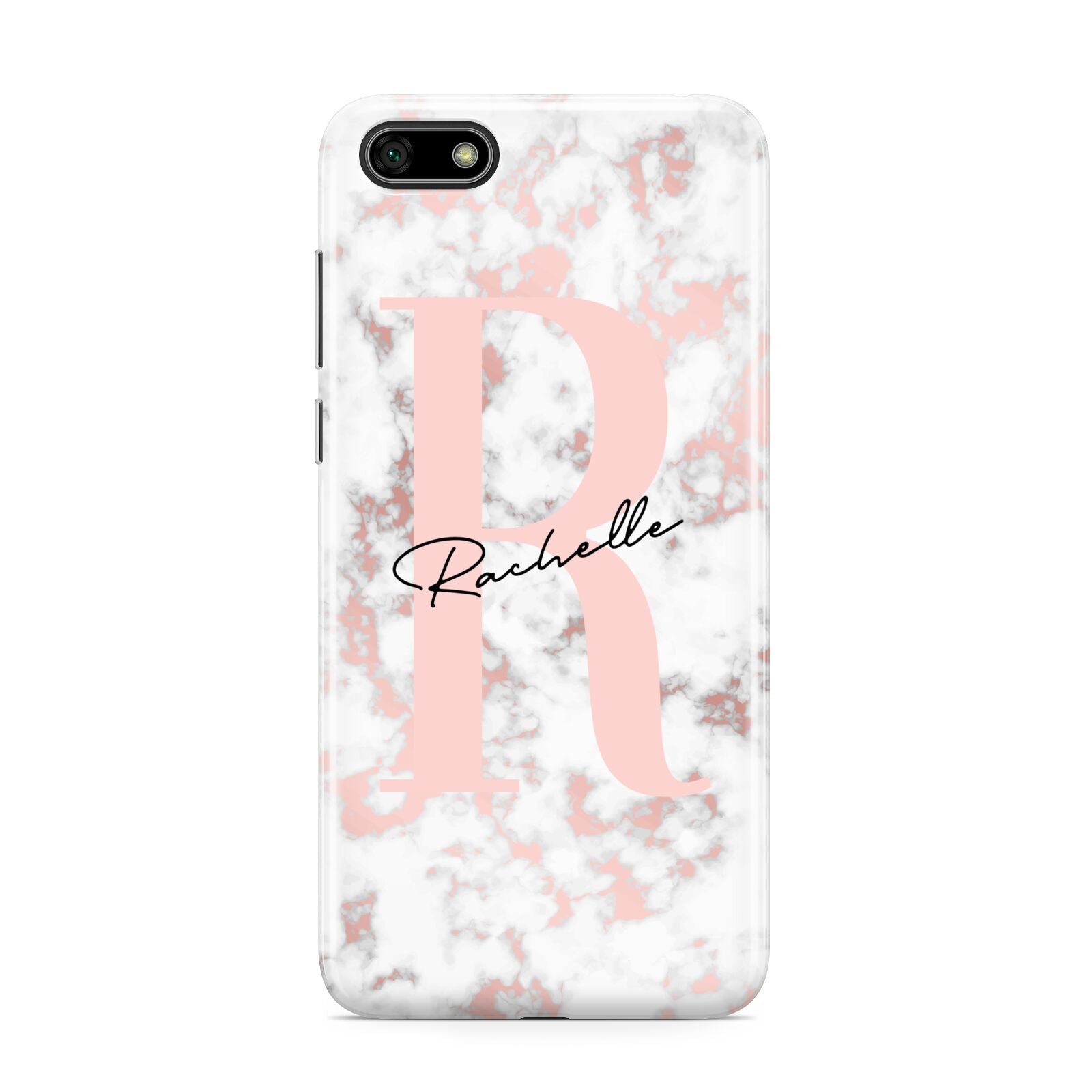 Monogrammed Rose Gold Marble Huawei Y5 Prime 2018 Phone Case