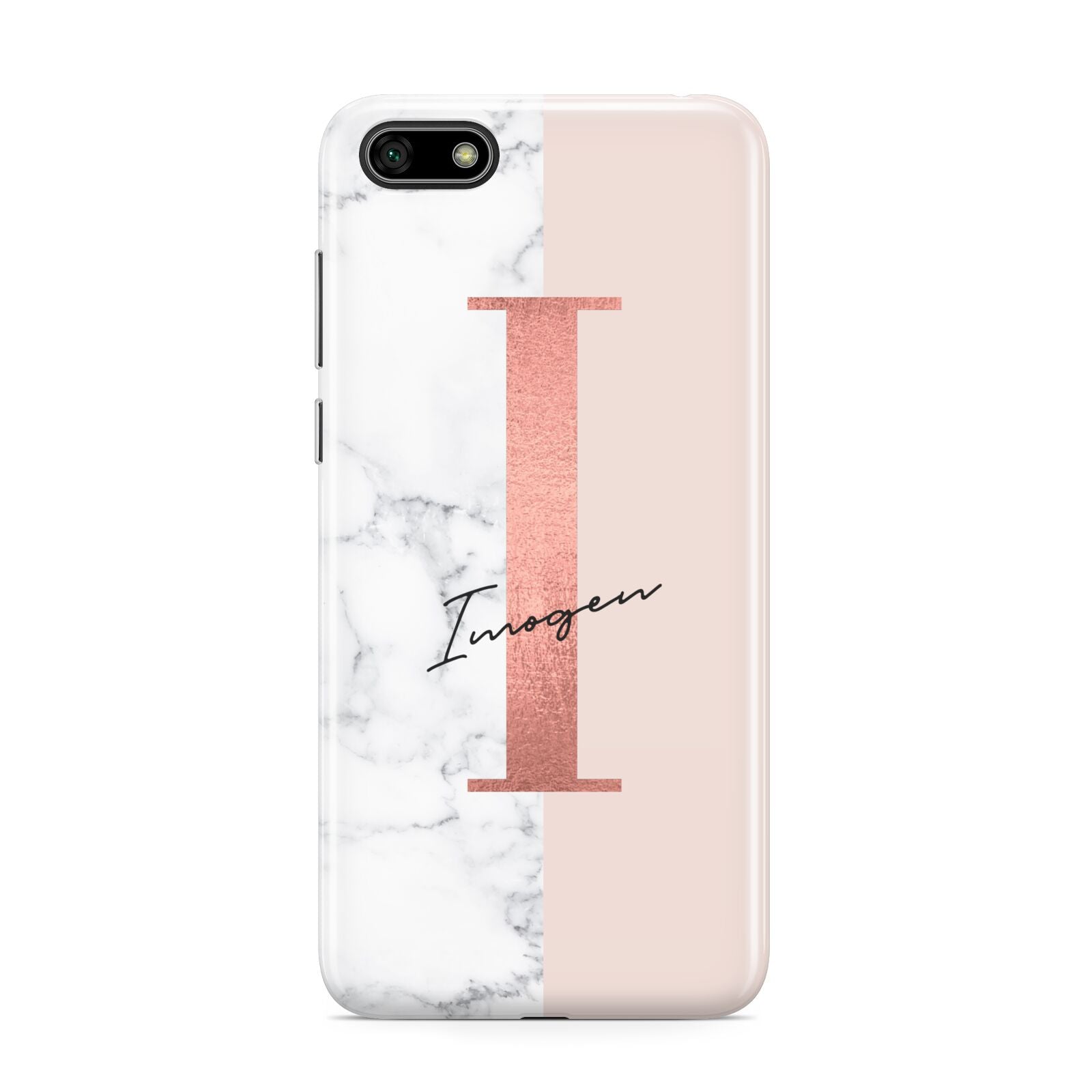 Monogrammed Rose Gold Marble Huawei Y5 Prime 2018 Phone Case