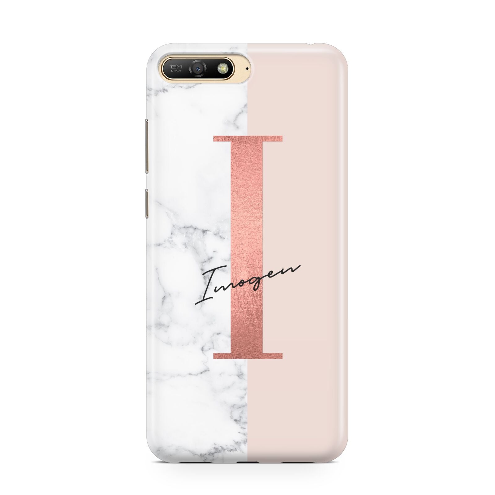 Monogrammed Rose Gold Marble Huawei Y6 2018