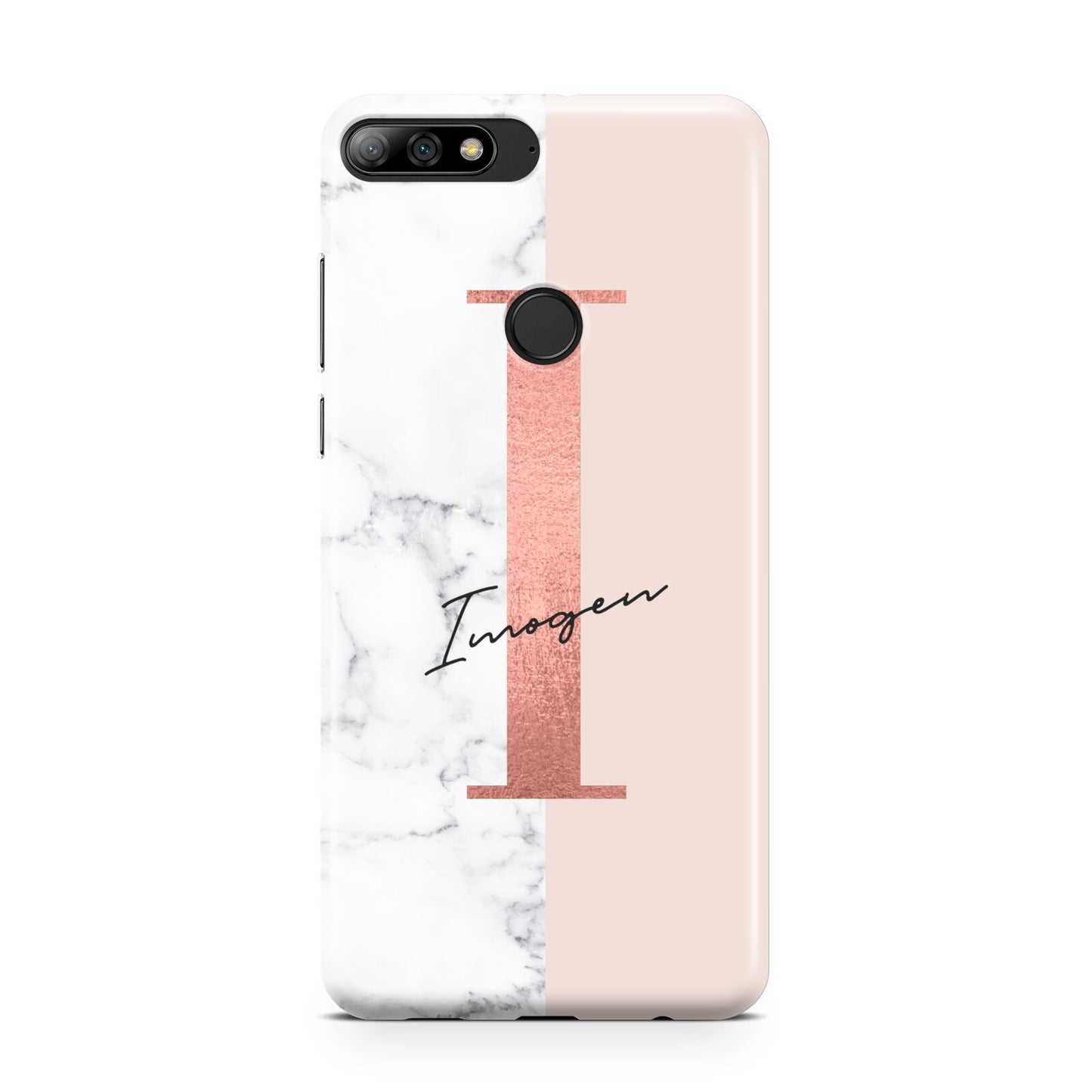 Monogrammed Rose Gold Marble Huawei Y7 2018