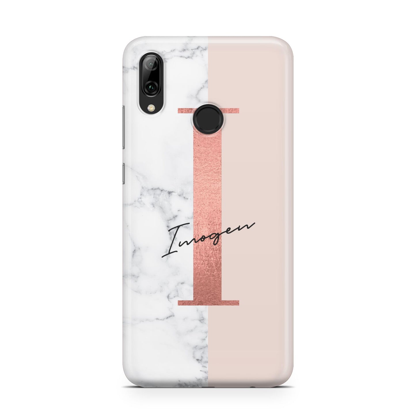 Monogrammed Rose Gold Marble Huawei Y7 2019