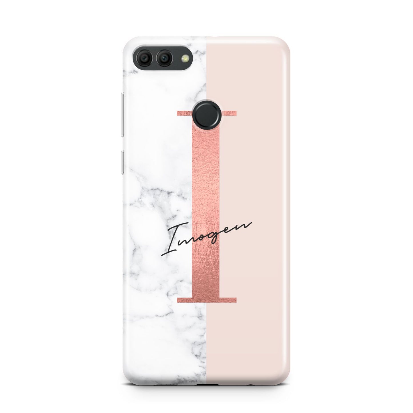 Monogrammed Rose Gold Marble Huawei Y9 2018