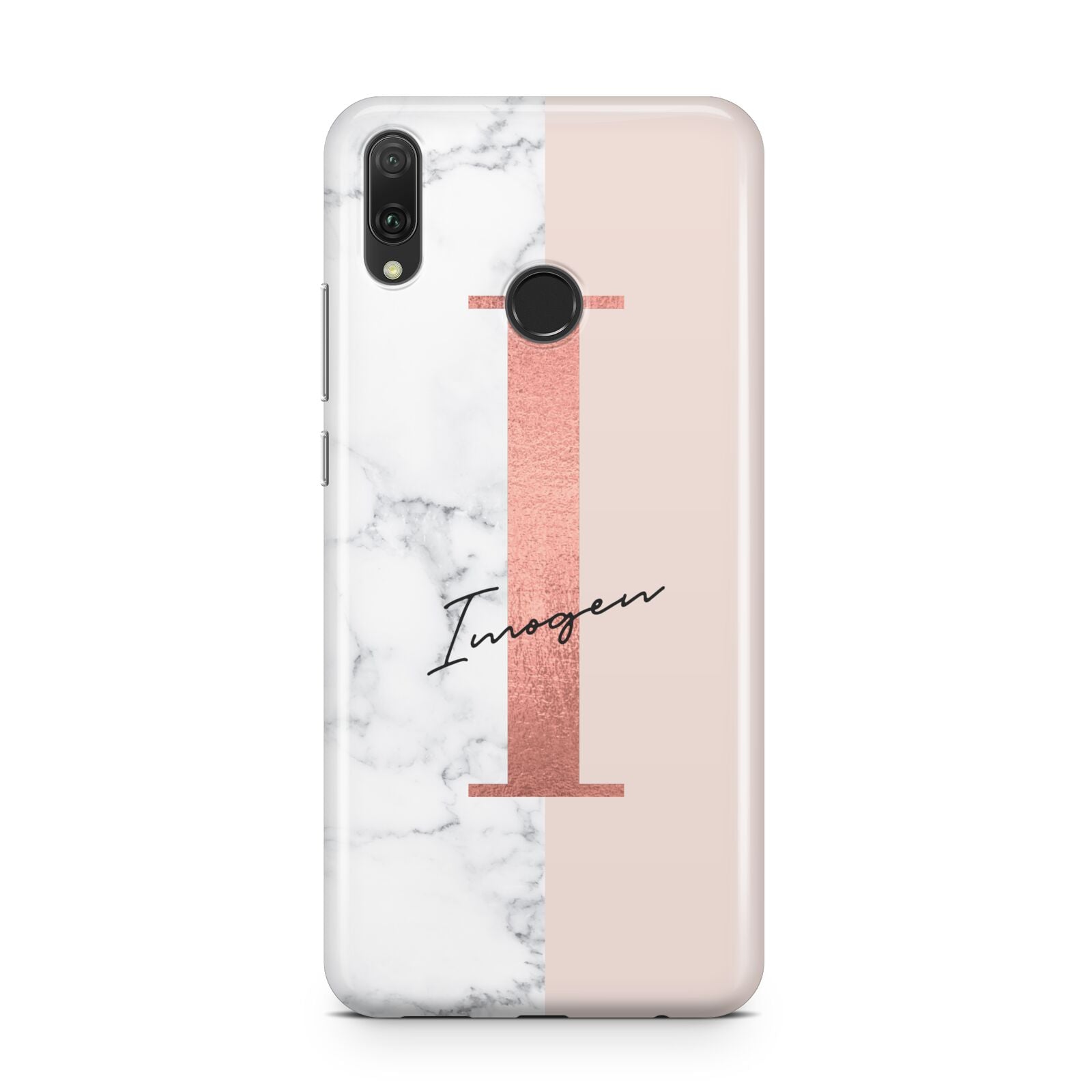 Monogrammed Rose Gold Marble Huawei Y9 2019