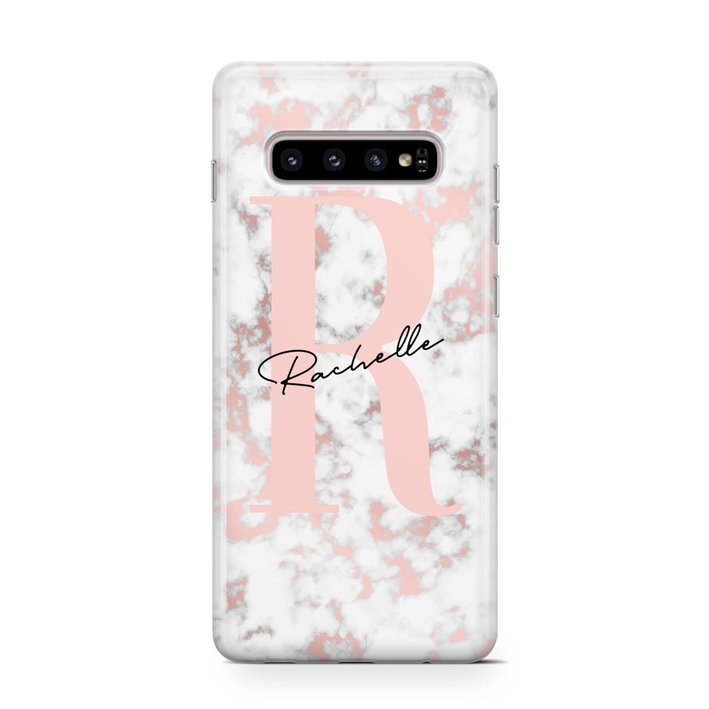 Monogrammed Rose Gold Marble Protective Samsung Galaxy Case